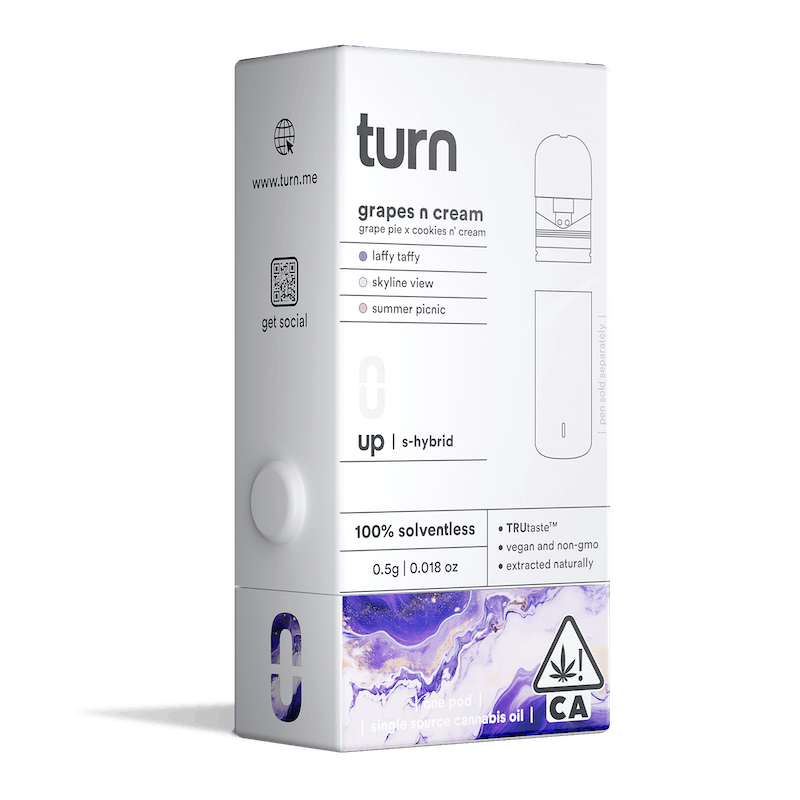 Turn Up Solventless POD | .5g - Grapes n Cream - Live Rosin - Sativa Hybrid - Turn -  - $36 - Vape Carts