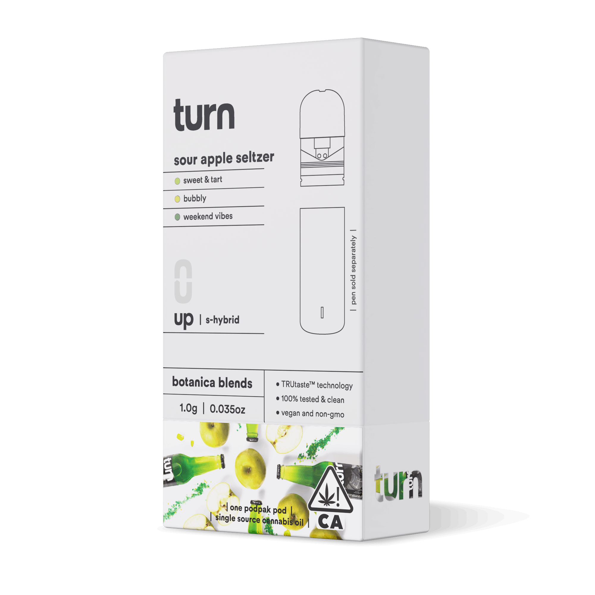 Turn Up Botanica Blends POD | 1g - Sour Apple Seltzer - Sativa Hybrid - Turn -  - $26 - Vape Carts