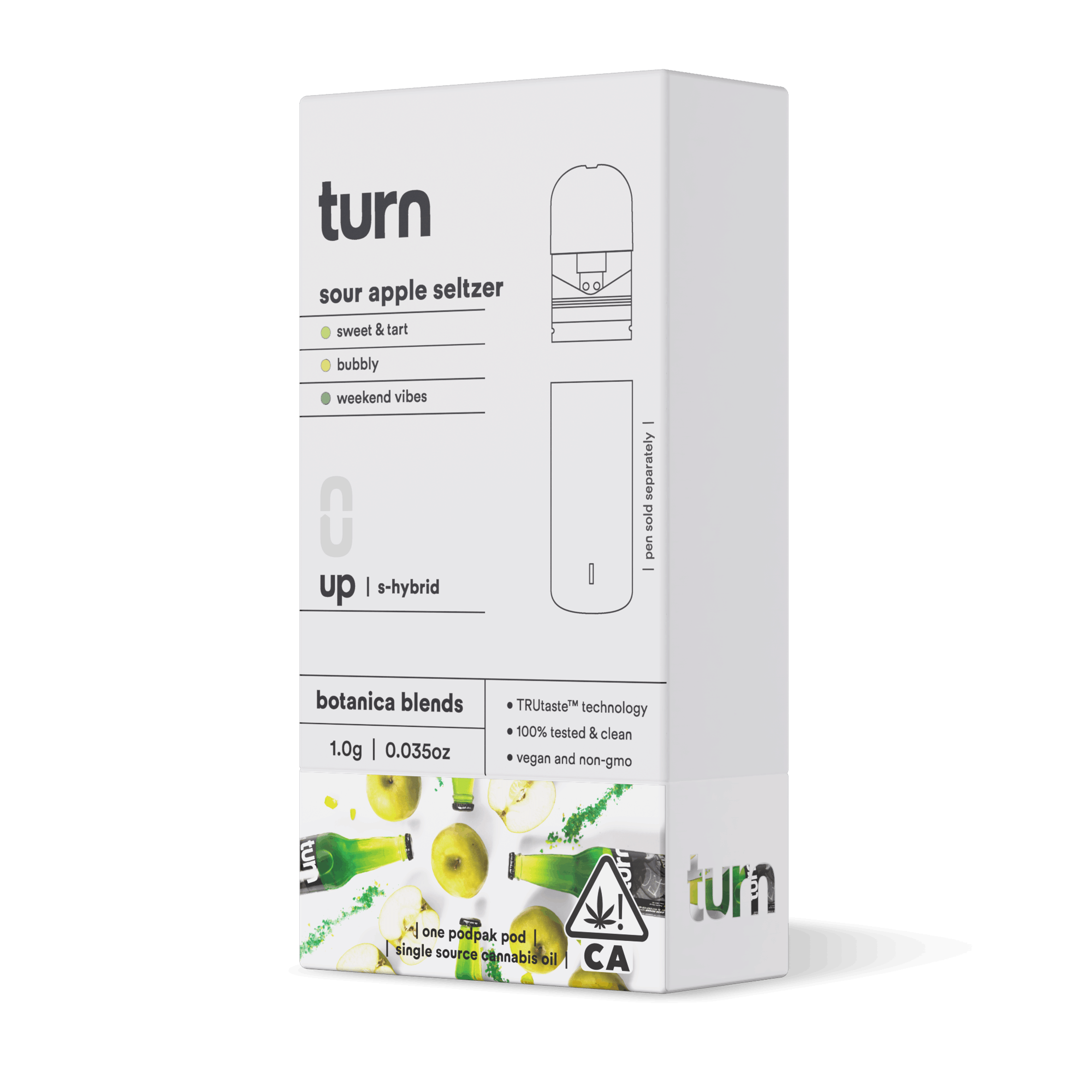 Turn Up Botanica Blends POD | 1g - Sour Apple Seltzer - Sativa Hybrid - Turn - - $26 - Vape Carts