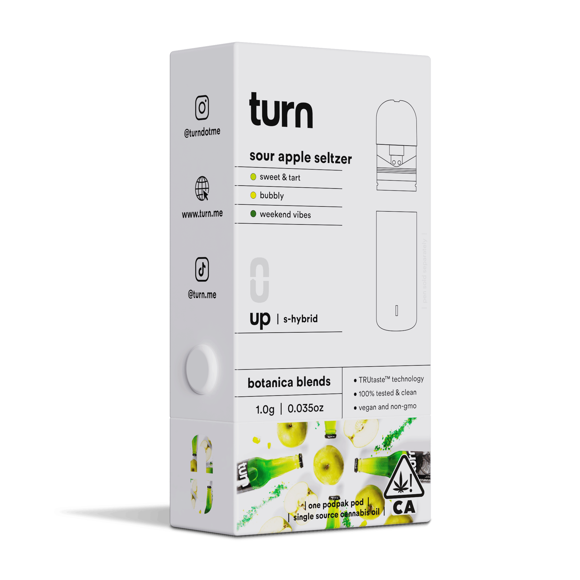 Turn Up Botanica Blends POD | 1g - Sour Apple Seltzer - Sativa Hybrid - Turn -  - $26 - Vape Carts