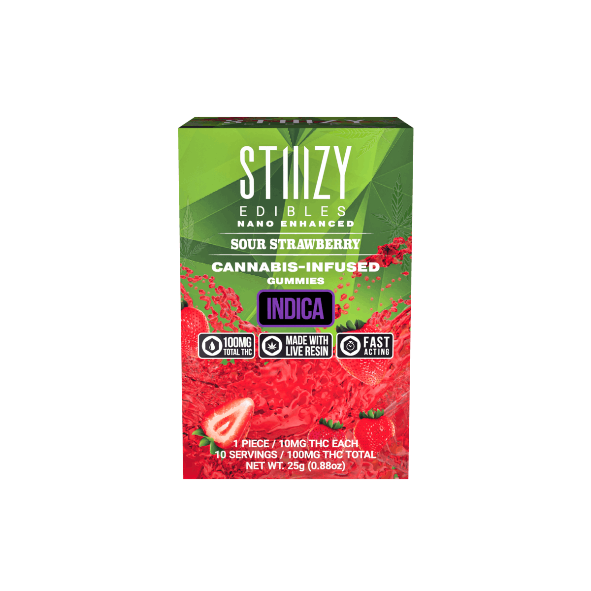 SOUR STRAWBERRY 10PC 100MG - STIIIZY -  - $12 - Edibles