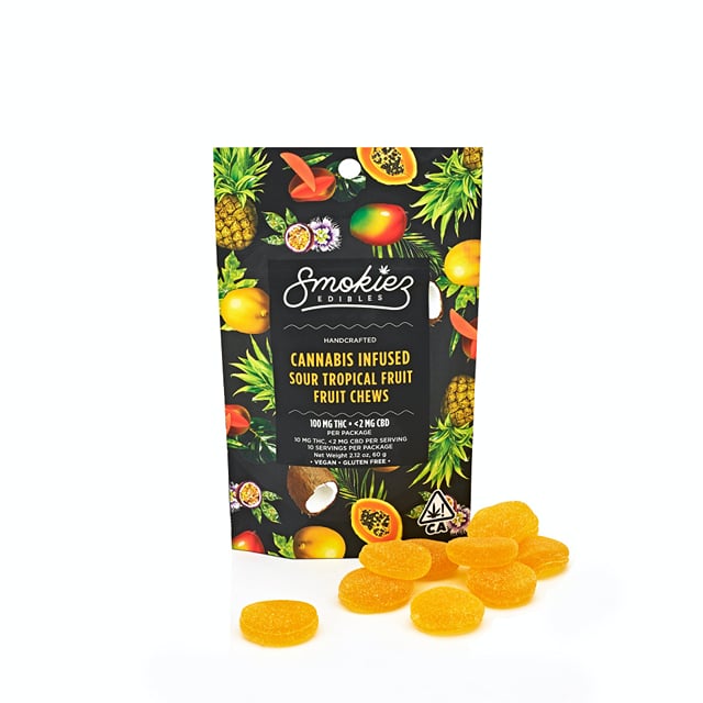 Sour Tropical Fruit Chews, 100 mg - CA