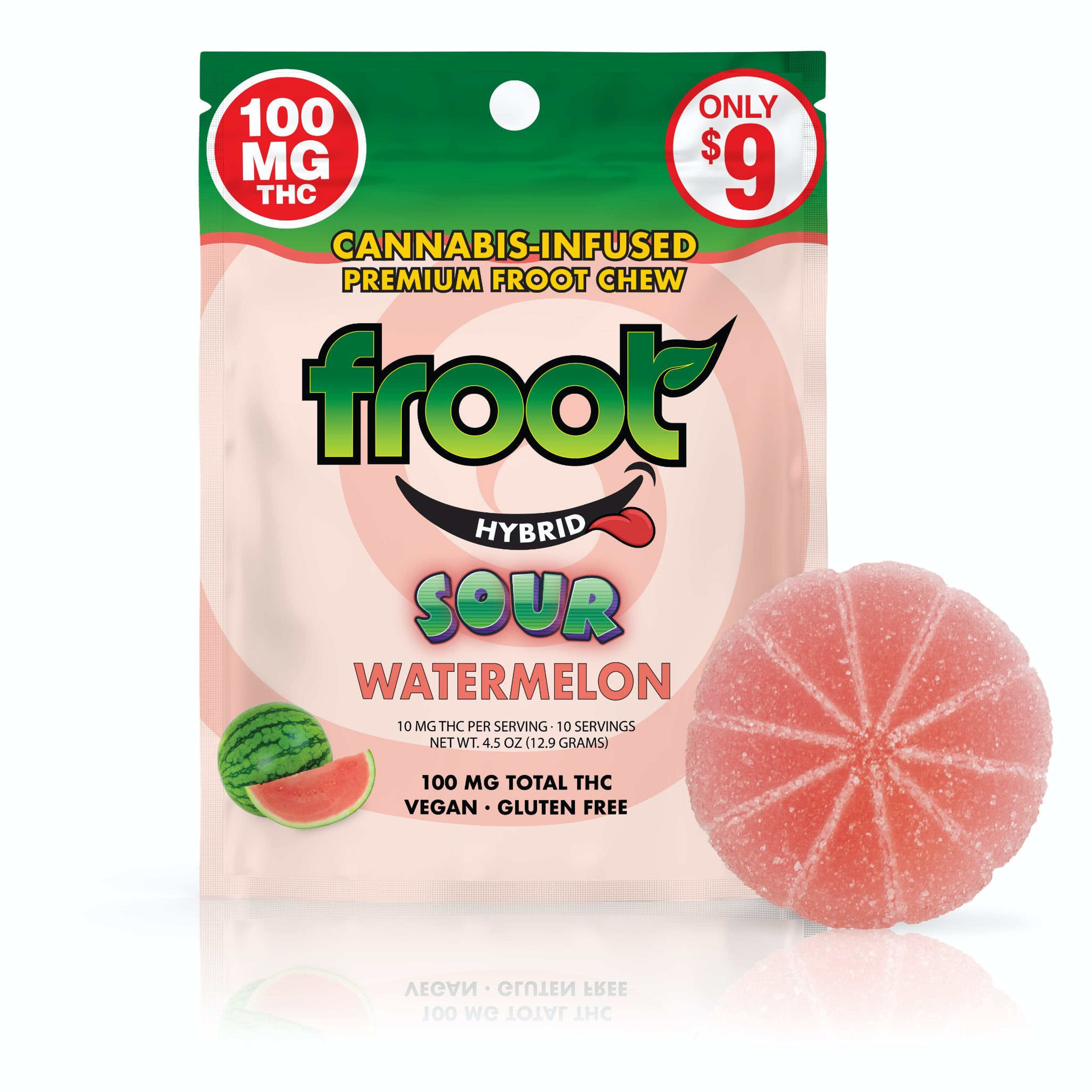 Sour Watermelon Gummy - 100mg Single Cut-to-dose - Froot - - $6.49 - Edibles