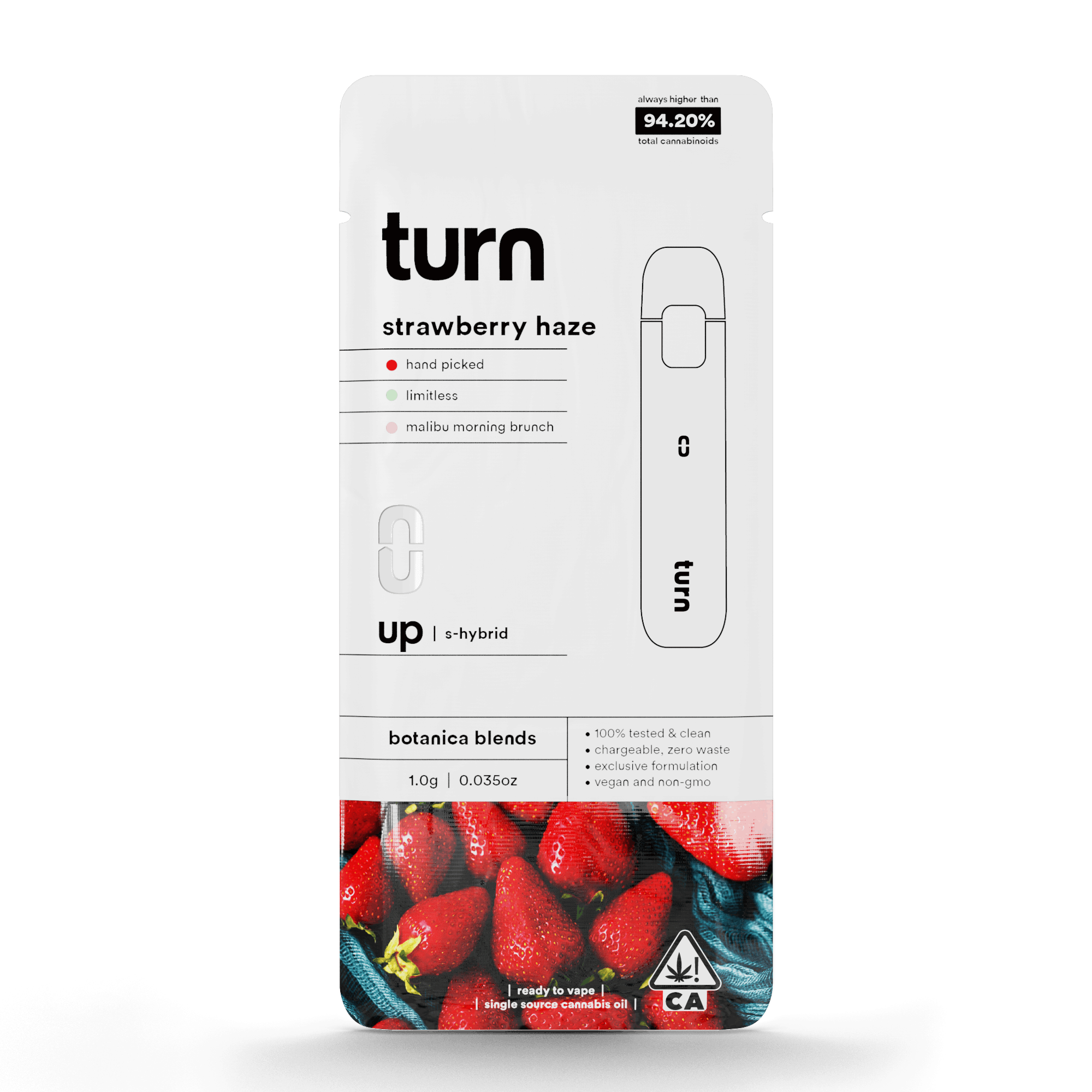 Turn Up Botanica Blends | 1g - Strawberry Haze - AIO - Sativa Hybrid - Turn -  - $27 - All-In-Ones