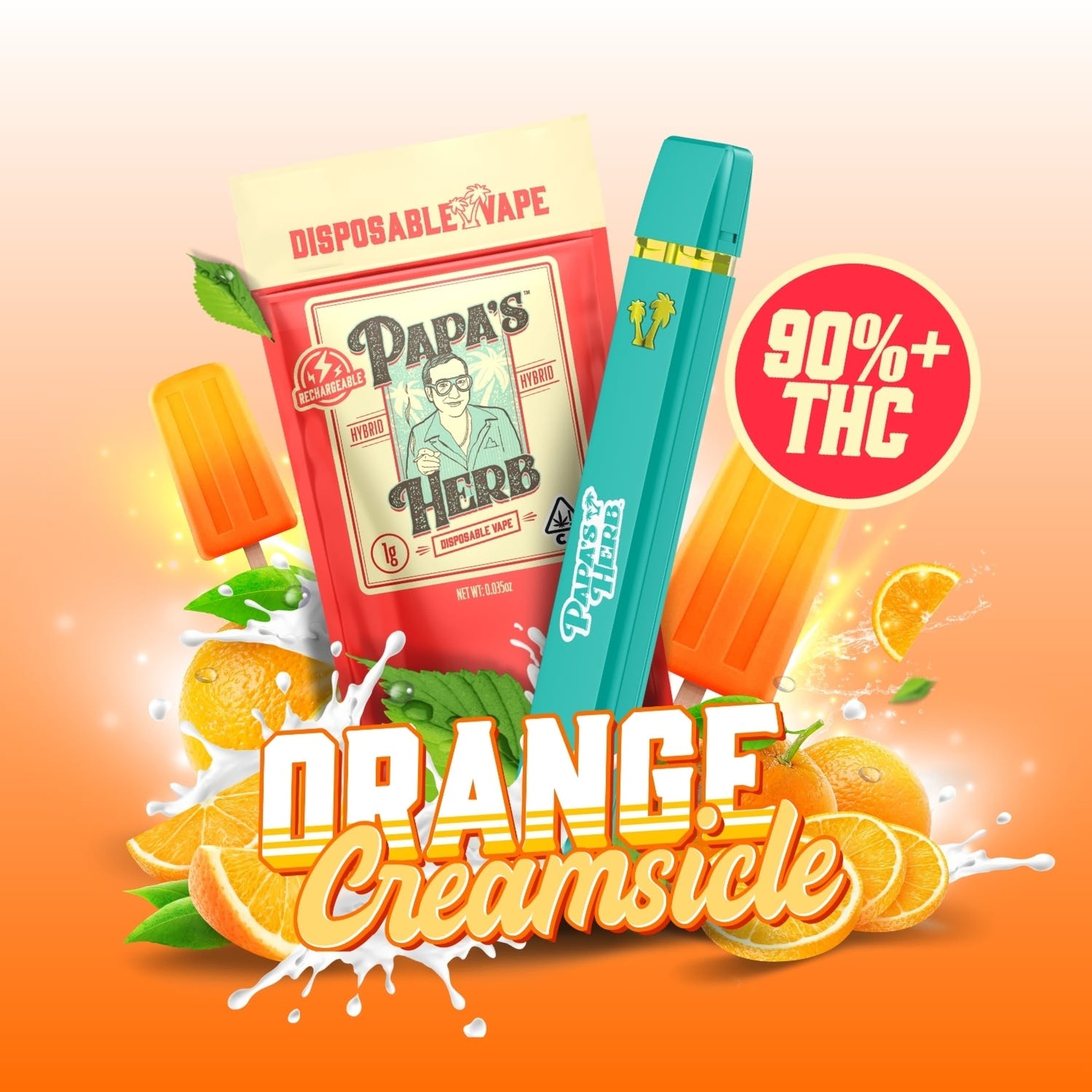 Orange Creamsicle (1g) Disposable Vape Cartridge - Papa's Herb - - $23.76 - Vapes