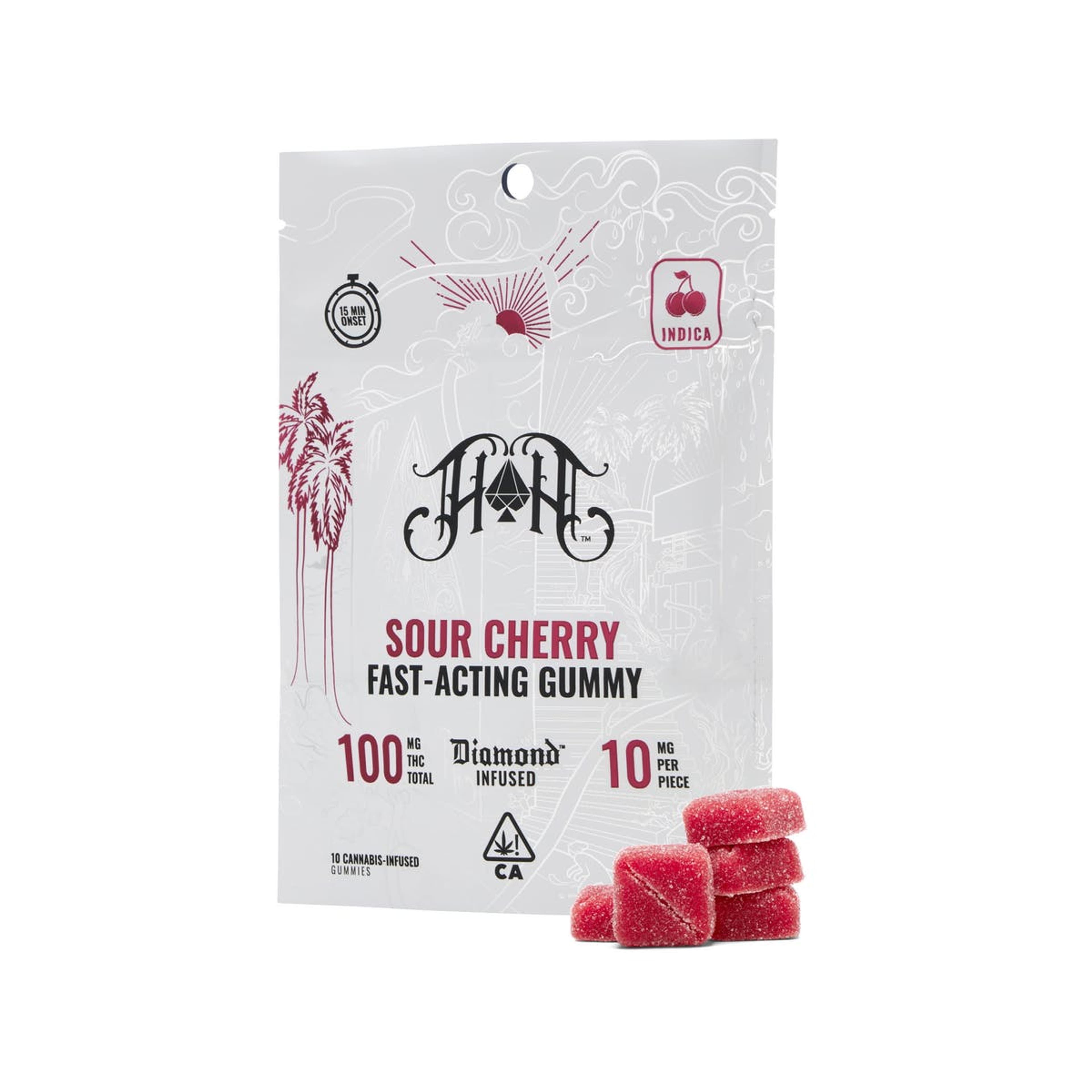 Sour Cherry Fast Acting THC Gummy Pack (10mg x 10) - 100Mg - Heavy Hitters - - $18 - Edibles