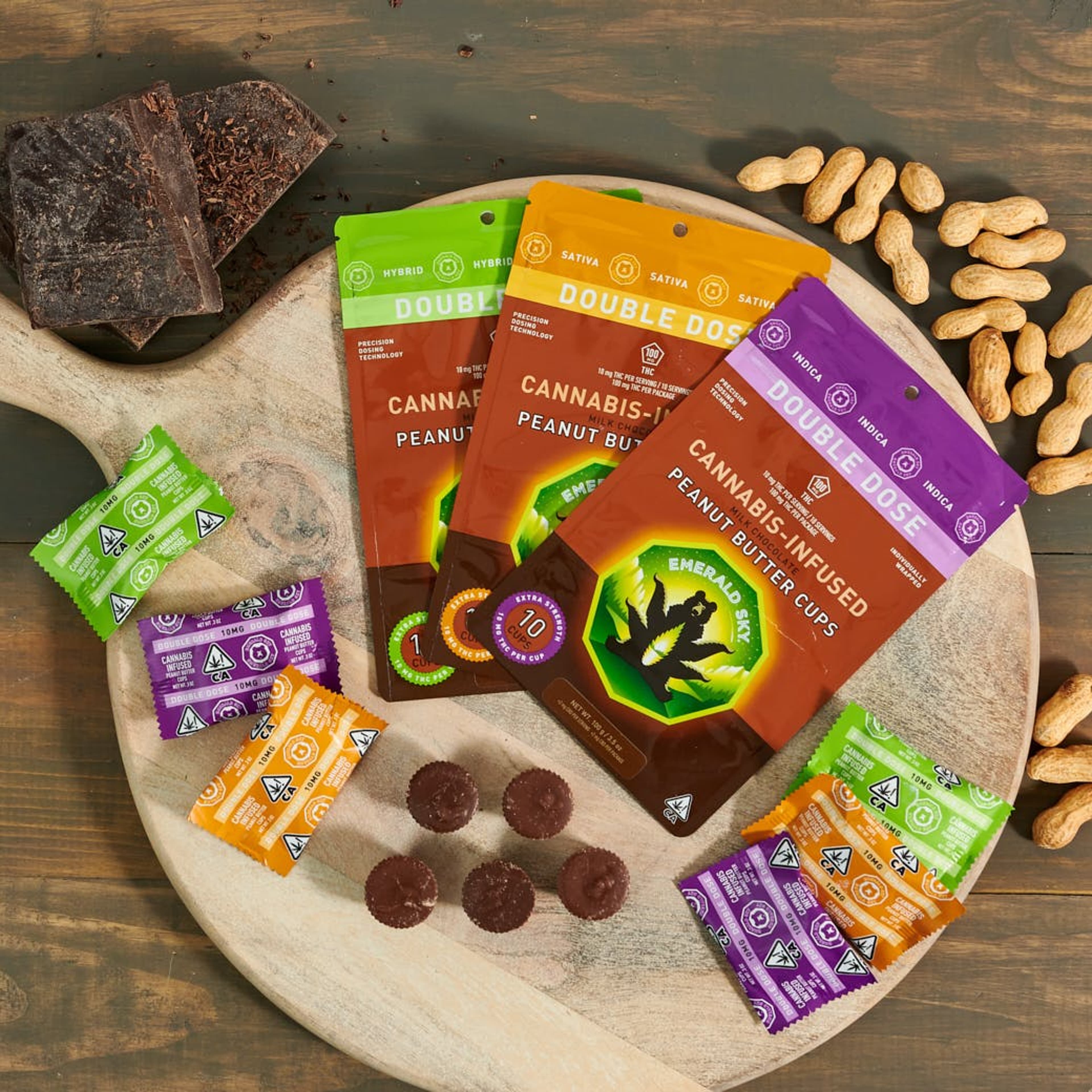 Milk Chocolate Peanut Butter Cups 100mg 10-Pack - Emerald Sky - 100mg Hybrid Milk Chocolate - $18 - Edibles