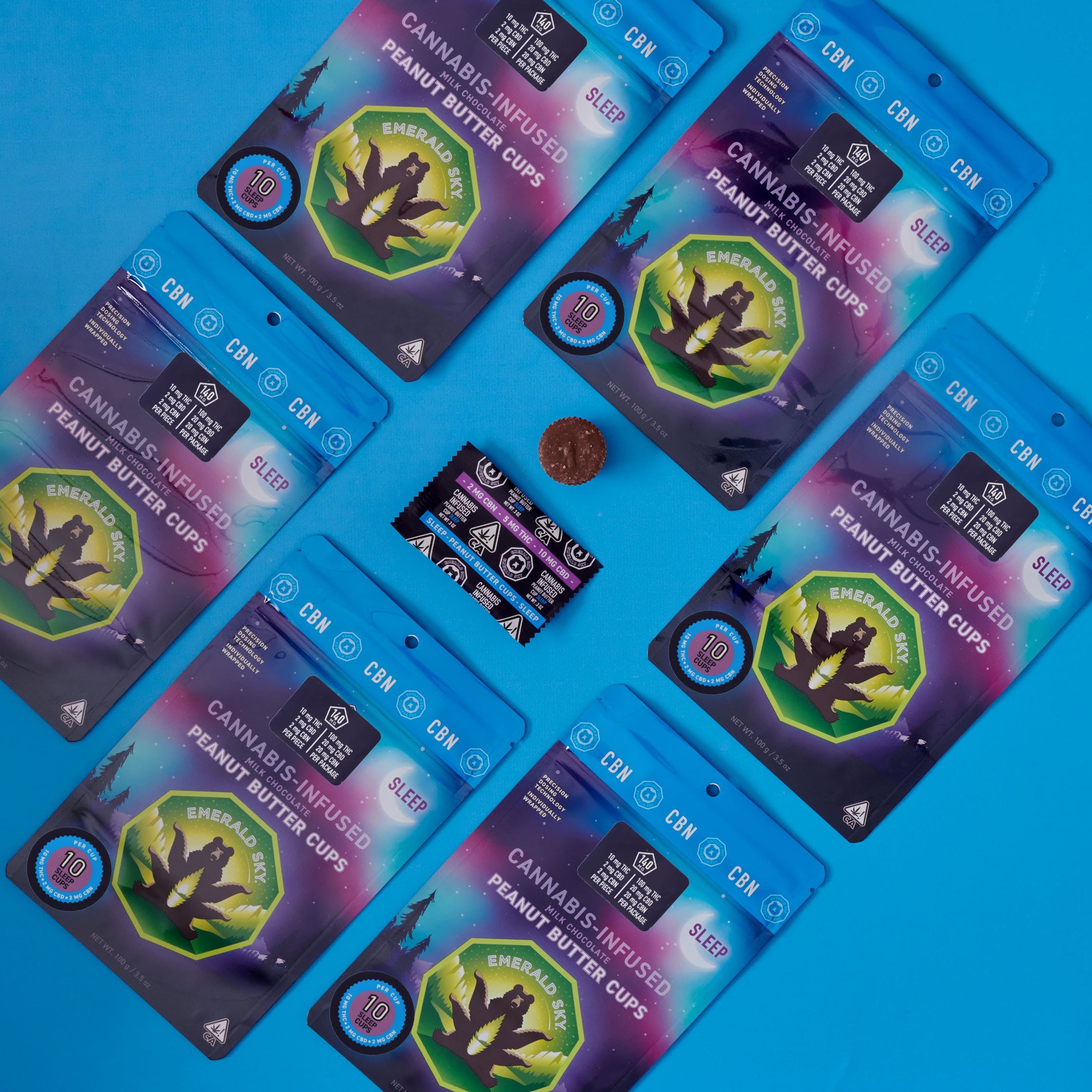 Emerald Sky Chocolate Peanut Butter Cups - SLEEP 100mg 10pk - - $22.99 - Edible