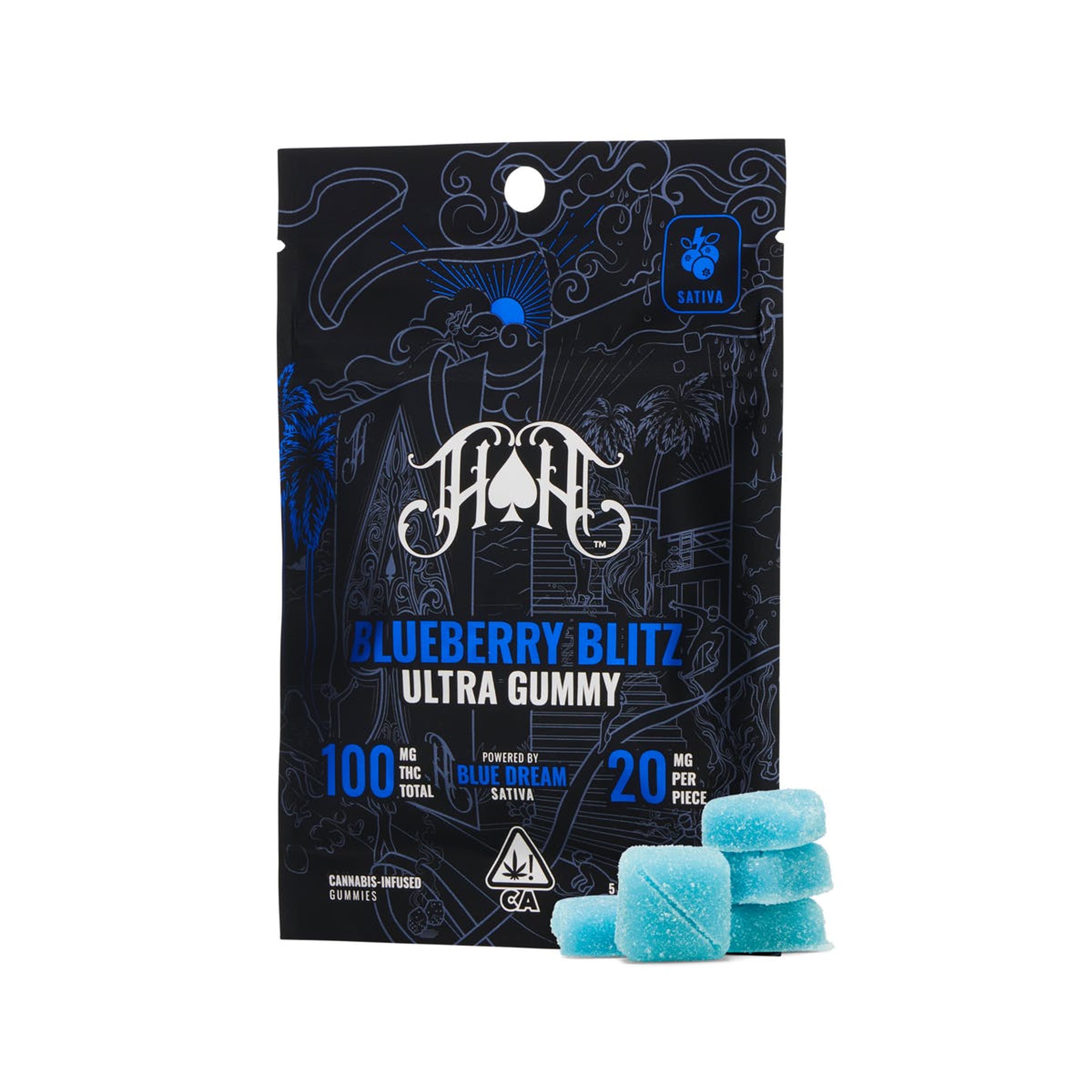 Blueberry Blitz "Blue Dream" THC Gummy Pack (20mg x 5) - 100mg - Heavy Hitters - - $17 - Edibles