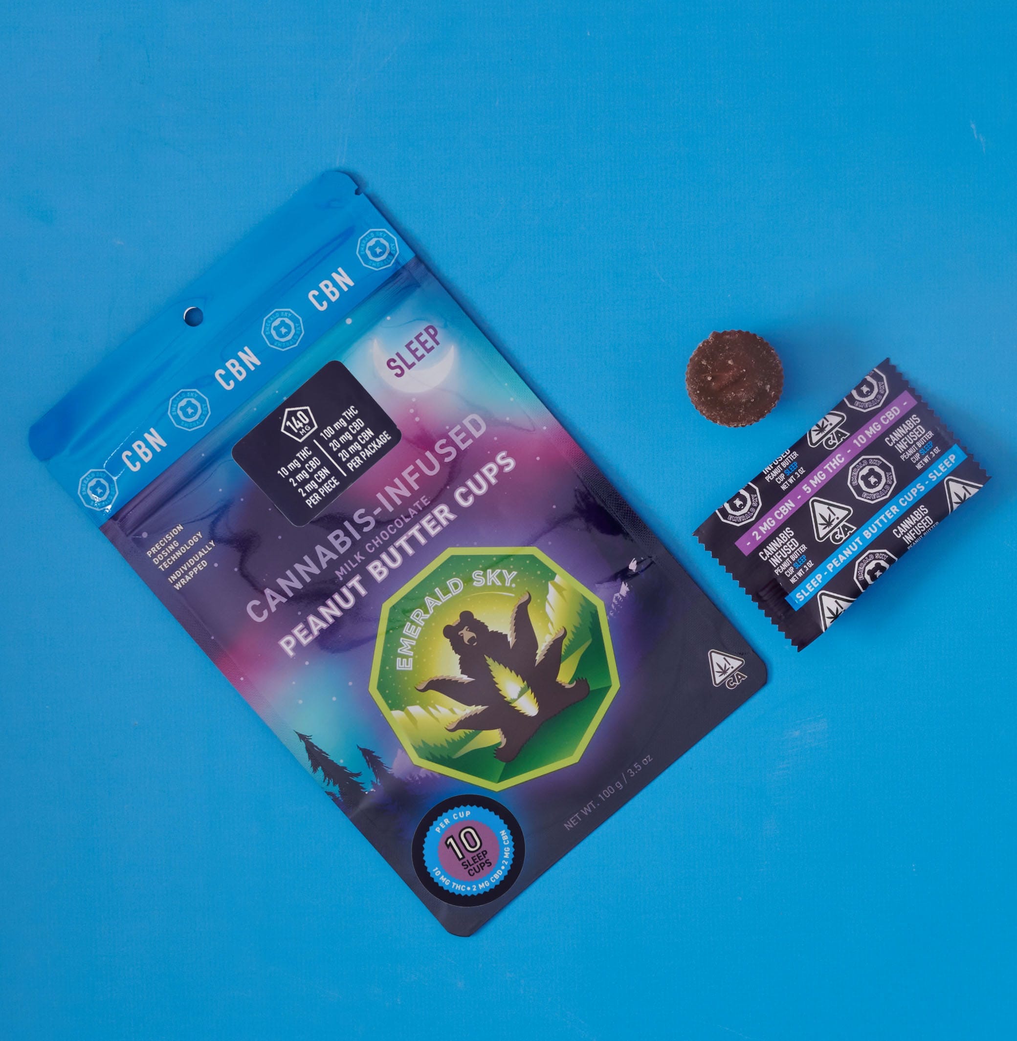 10pk CBN Peanut Butter Cups - Emerald Sky -  - $22 - Edible