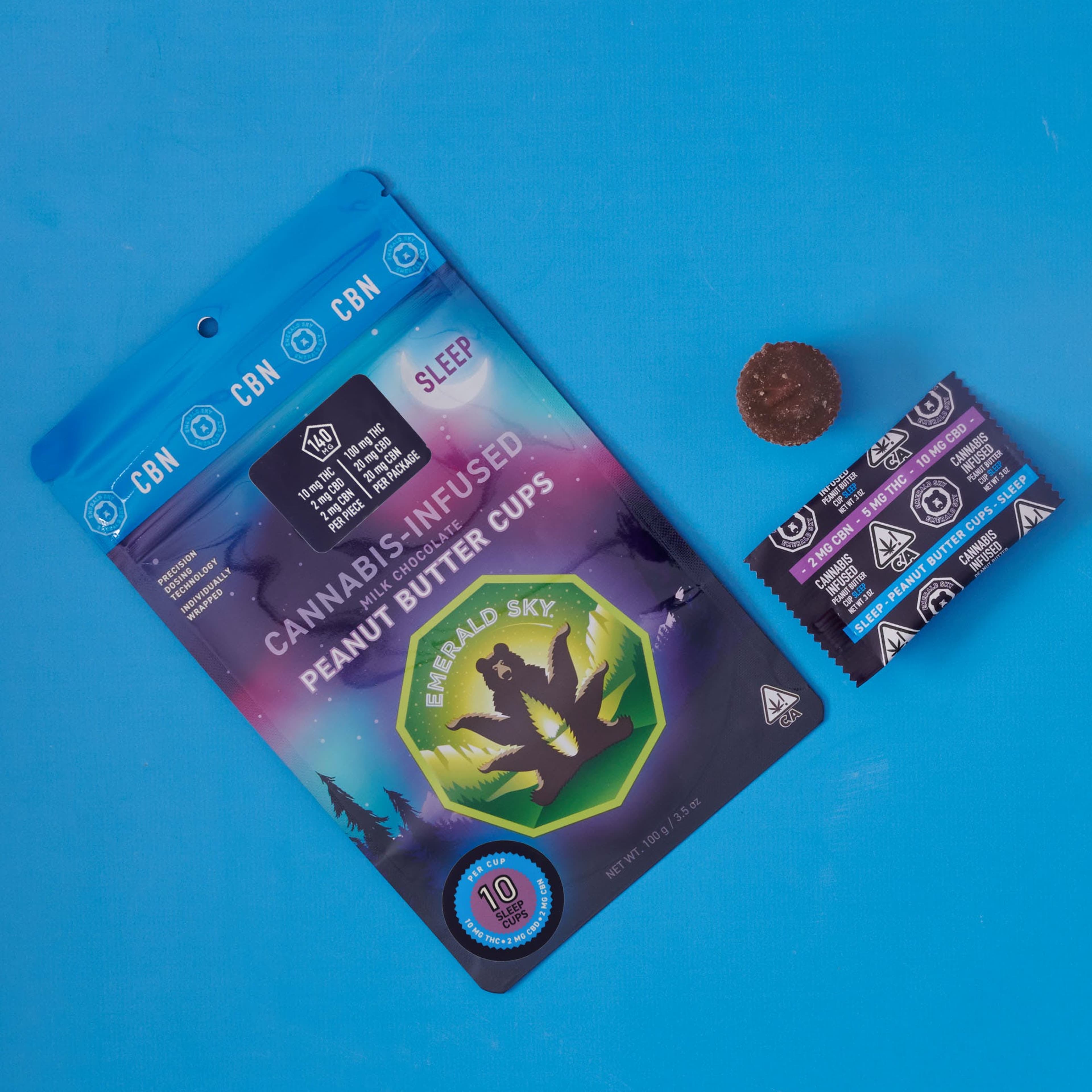 Emerald Sky Chocolate Peanut Butter Cups - SLEEP 100mg 10pk - - $22.99 - Edible