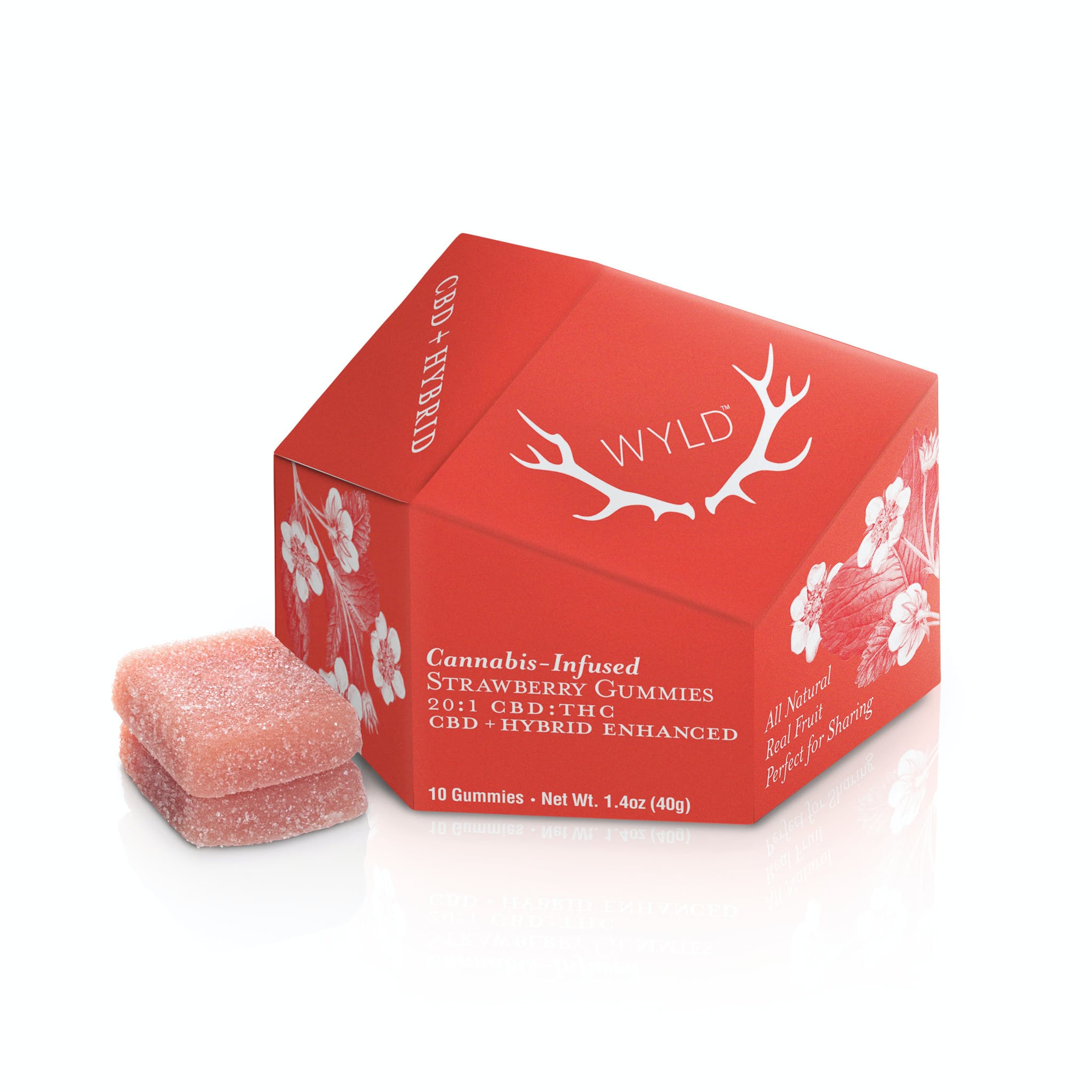Strawberry 20:1 CBD + Hybrid Enhanced Gummies - WYLD - Strawberry Gummies 20:1 - $25 - Edibles