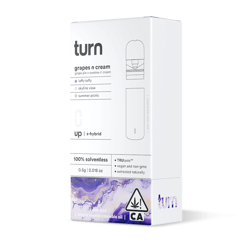 Turn Up Solventless POD | .5g - Grapes n Cream - Live Rosin - Sativa Hybrid - Turn -  - $36 - Vape Carts