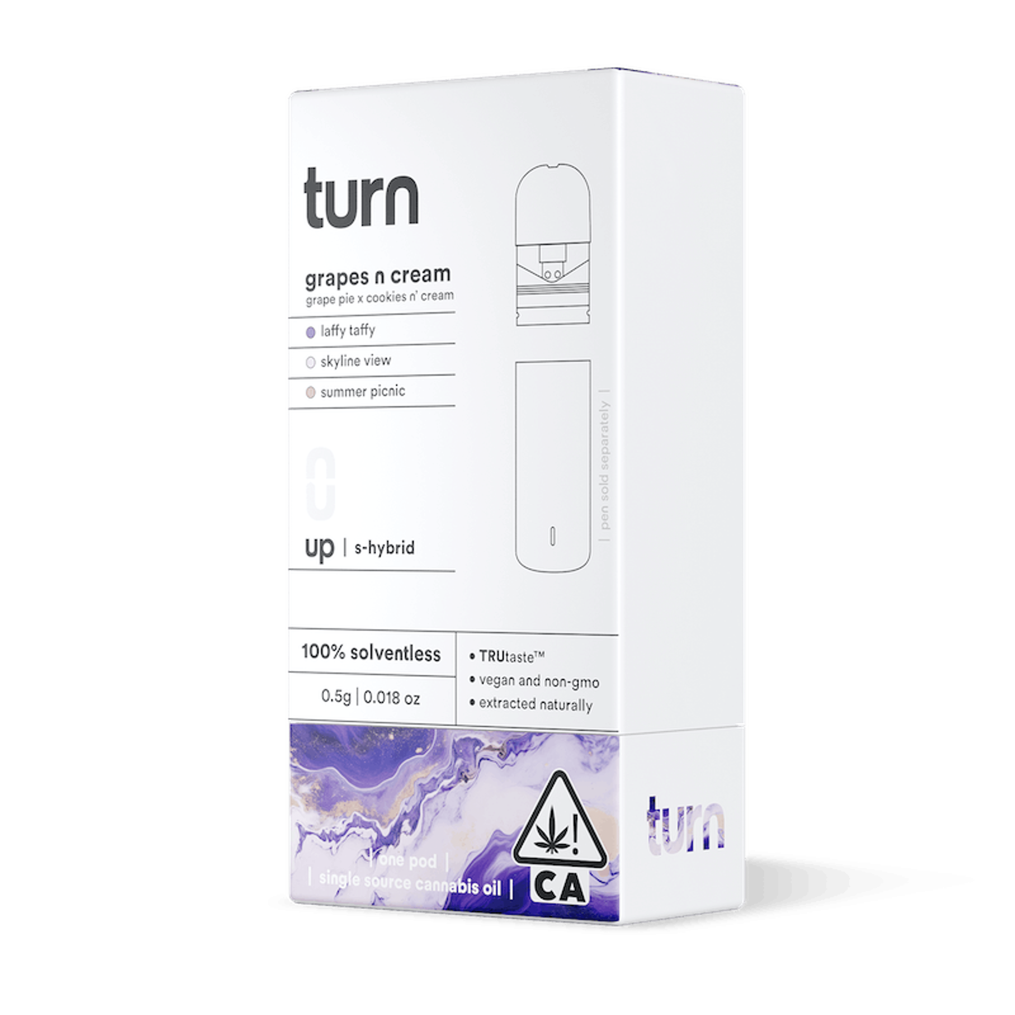 Turn Up Solventless POD | .5g - Grapes n Cream - Live Rosin - Sativa Hybrid - Turn - - $36 - Vape Carts