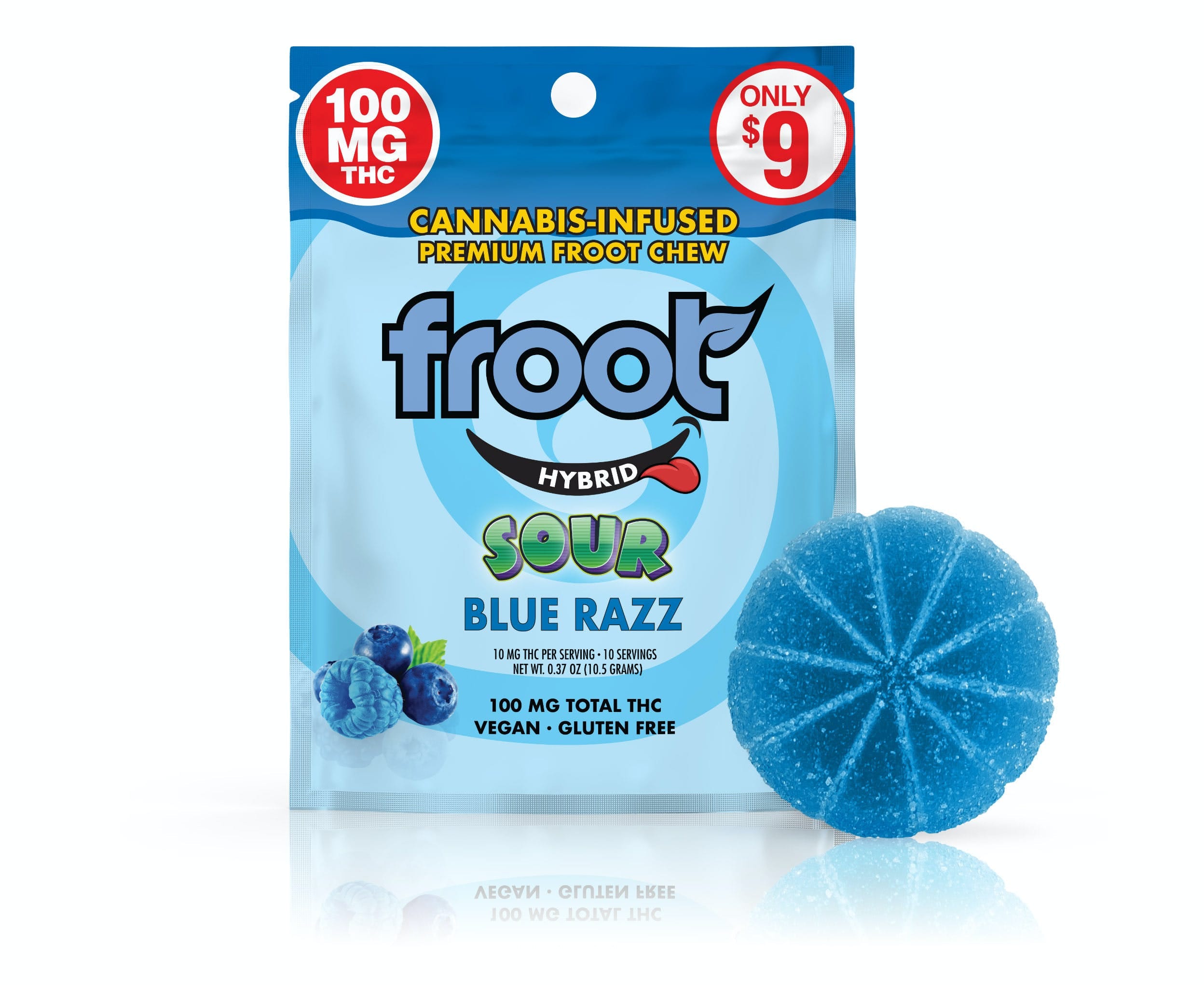 Sour Blue Razz Gummy - 100mg Single Cut-to-dose - Froot -  - $6.49 - Edibles