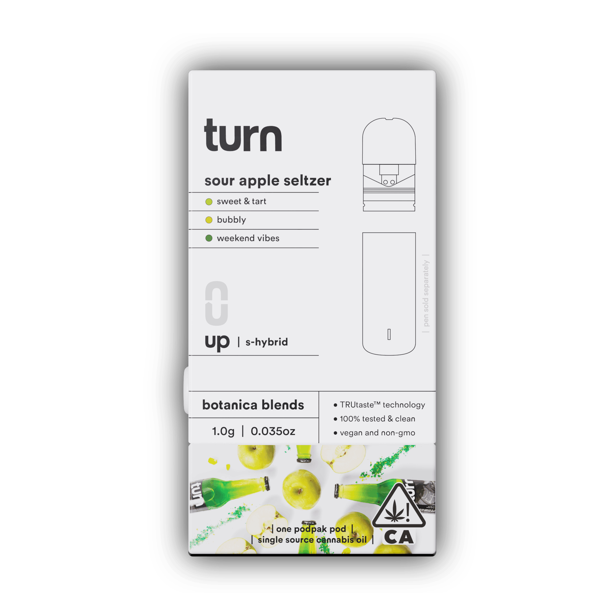 Turn Up Botanica Blends POD | 1g - Sour Apple Seltzer - Sativa Hybrid - Turn -  - $26 - Vape Carts