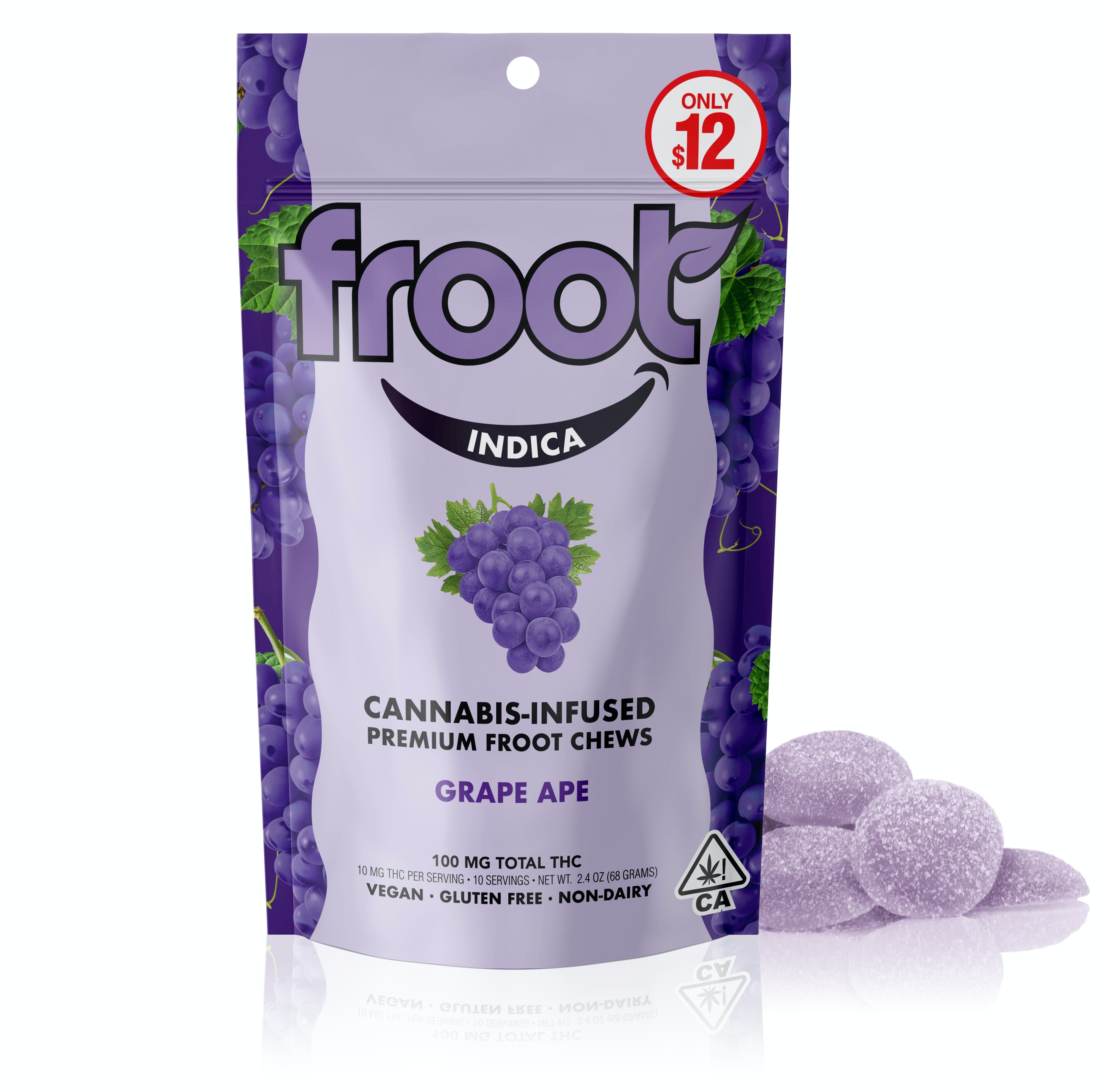 Grape Ape Indica 100mg Gummies - Froot - 100mg Indica Gummies - $12 - Gummies