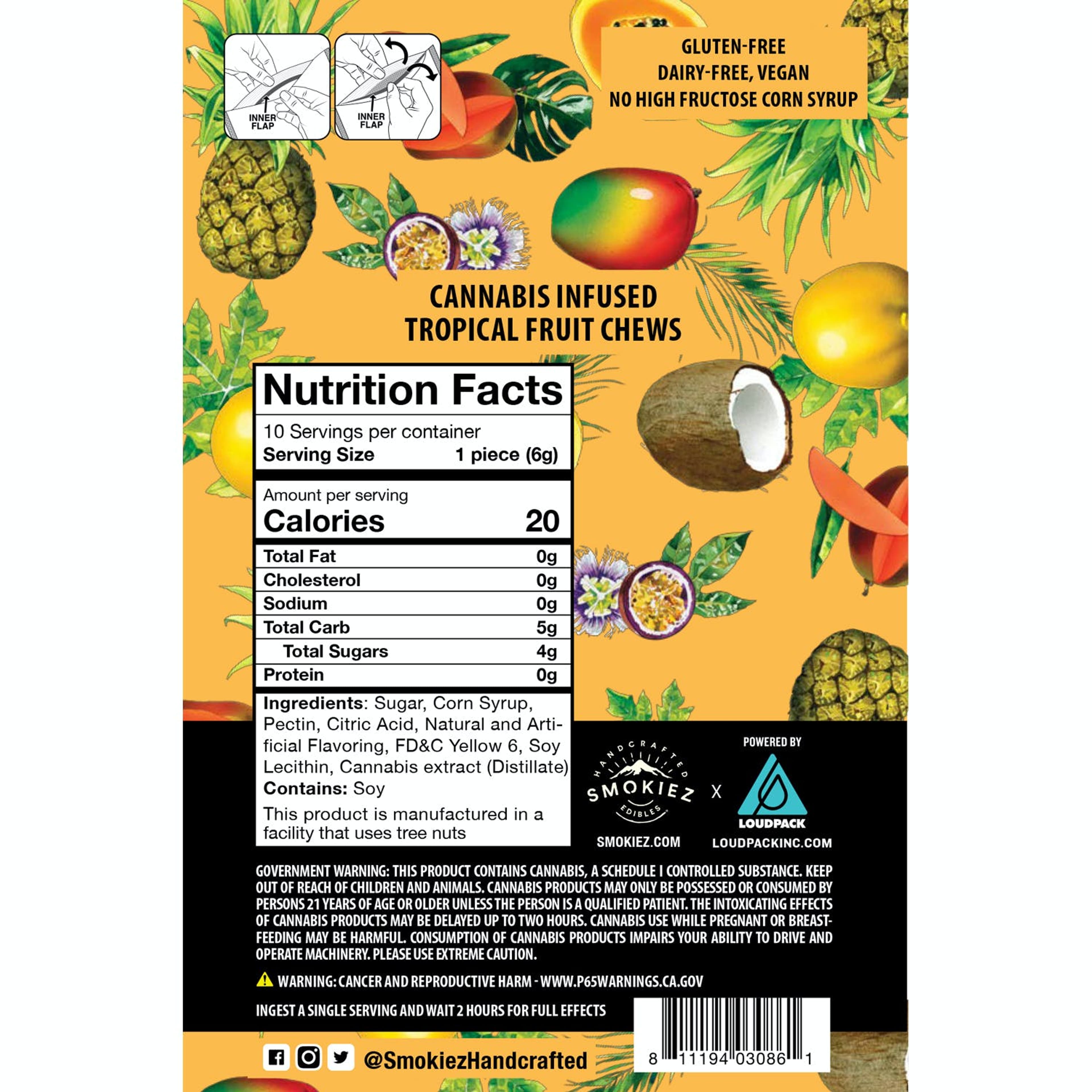 Smokiez Tropical Fruit Chews - CA - Smokiez Edibles - - $17 - Edibles