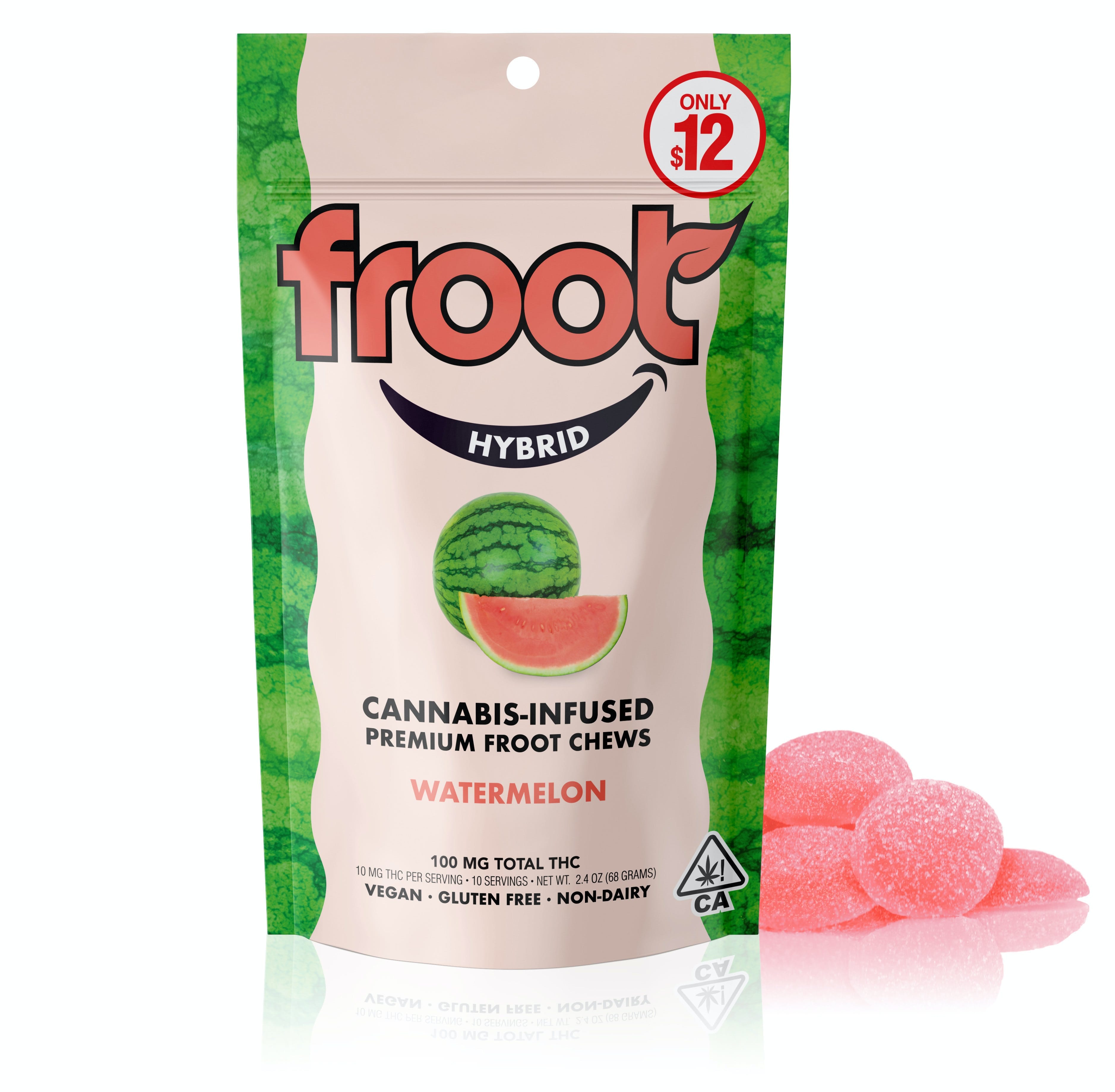 Watermelon gummies 100mg (10pk) - Froot -  - $10 - Edibles