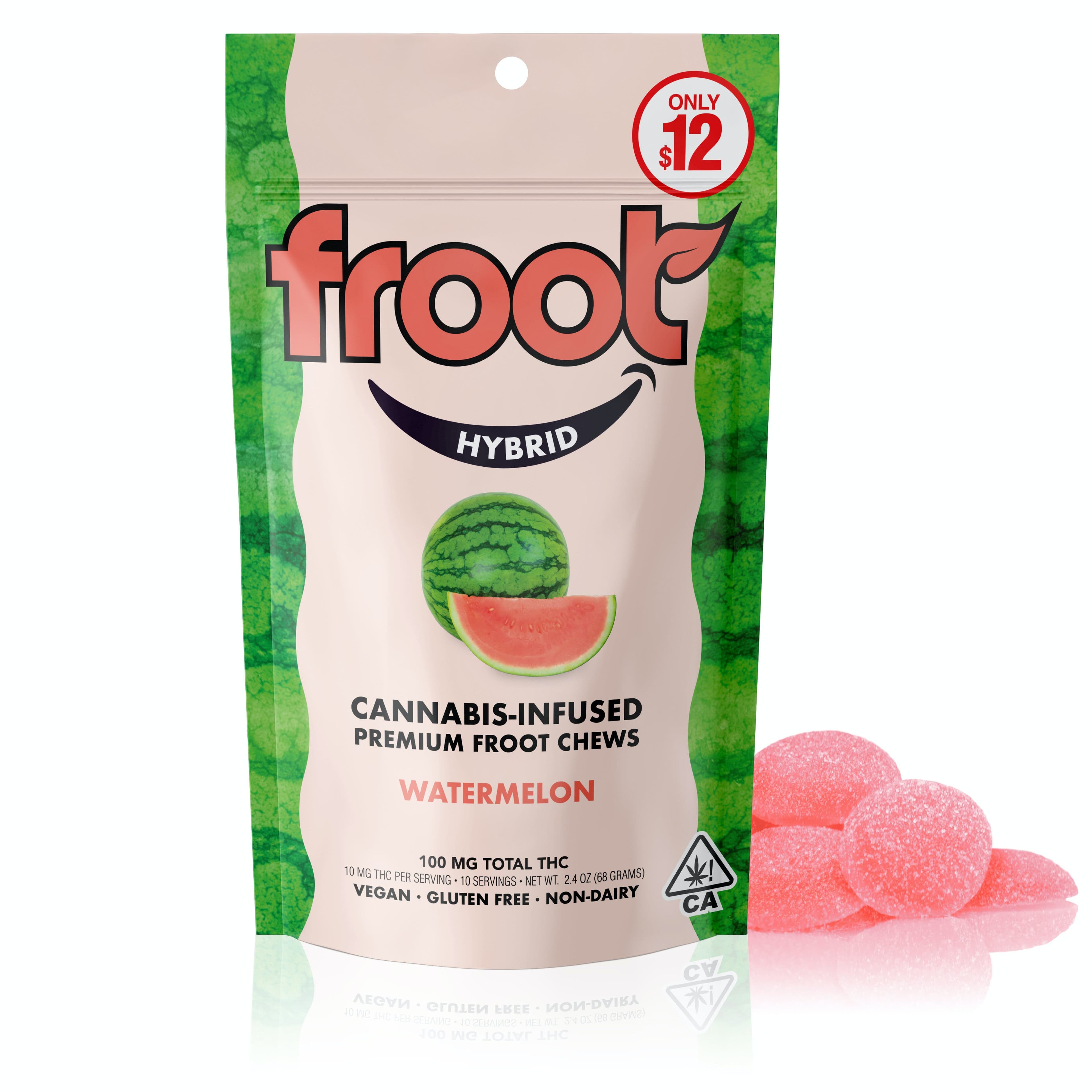Watermelon gummies 100mg (10pk) - Froot - - $10 - Edibles