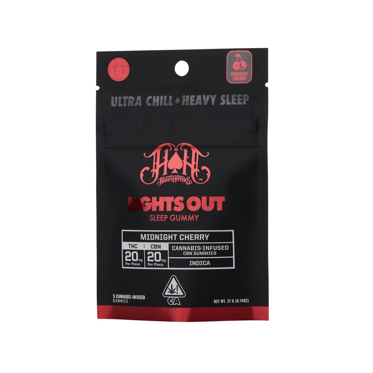 Lights Out | Midnight Cherry - 100mg Thc + 100mg CBN - Heavy Hitters -  - $19 - Edibles