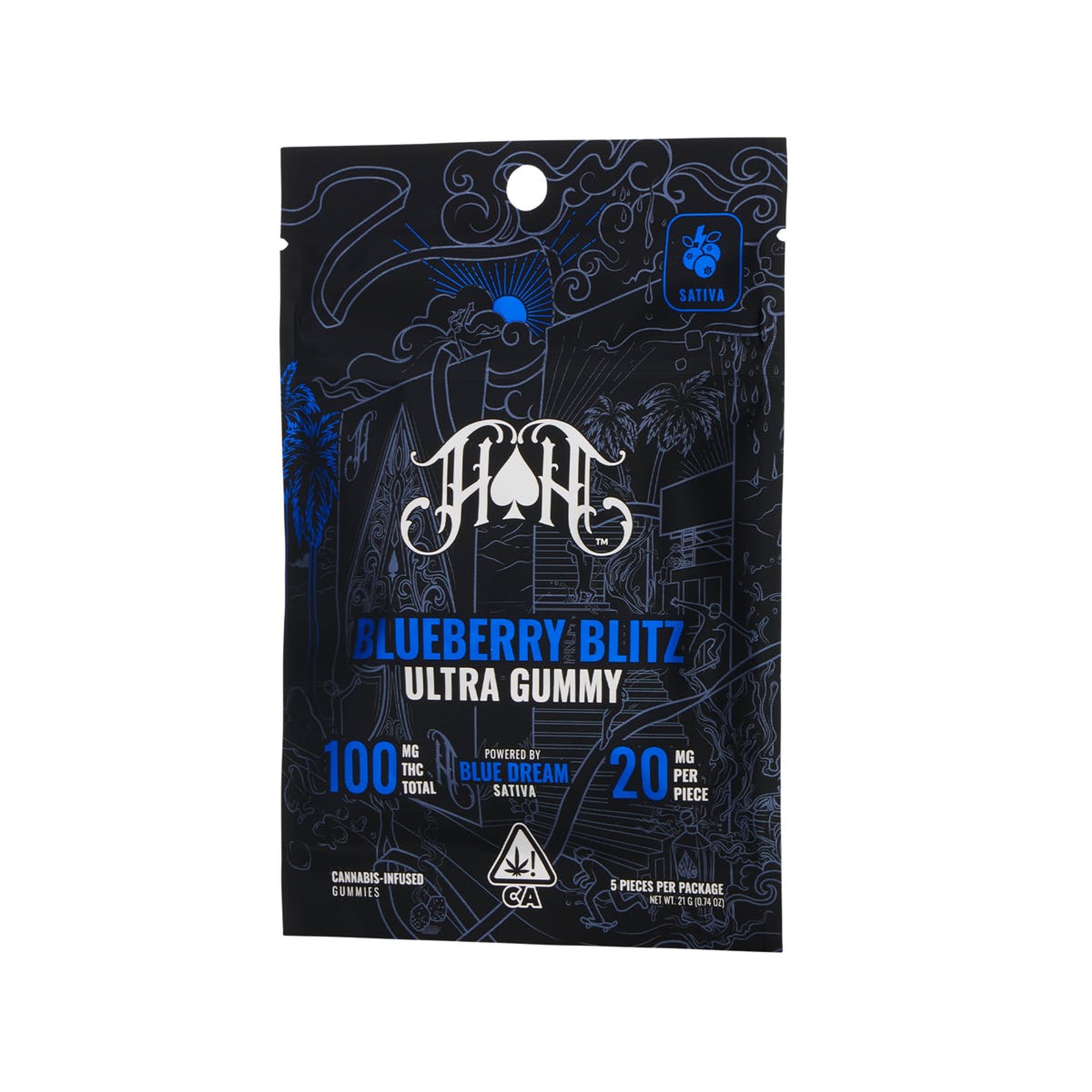 Blueberry Blitz "Blue Dream" THC Gummy Pack (20mg x 5) - 100mg - Heavy Hitters - - $17 - Edibles
