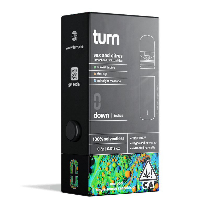 Turn Down Solventless POD | .5g - Sex and Citrus - Live Rosin - Indica - Turn -  - $36 - Vape Carts