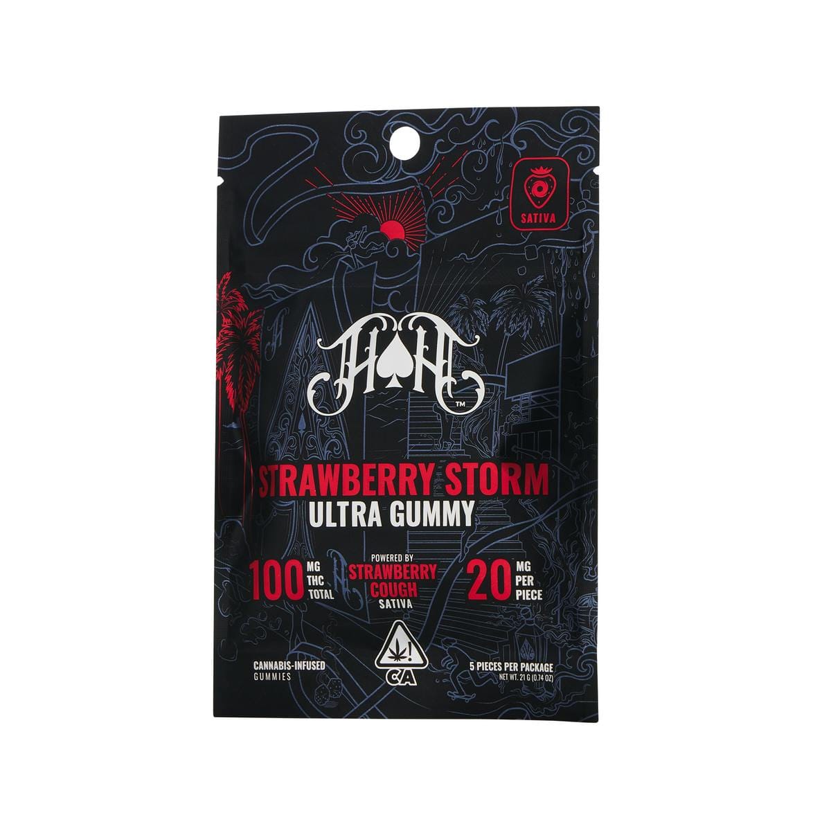 Strawberry Storm "Strawberry Cough" THC Gummy Pack (20mg x 5) - 100MG - Heavy Hitters -  - $17 - Edibles