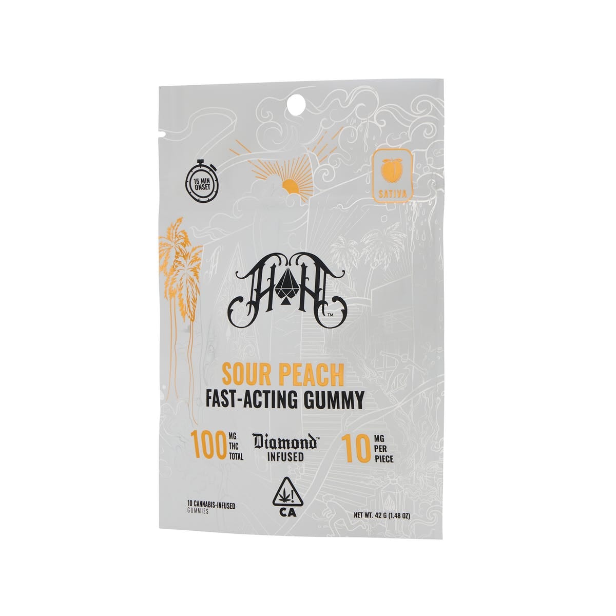 Sour Peach: Fast Acting THC Gummies - 100mg - Heavy Hitters -  - $20 - Edibles