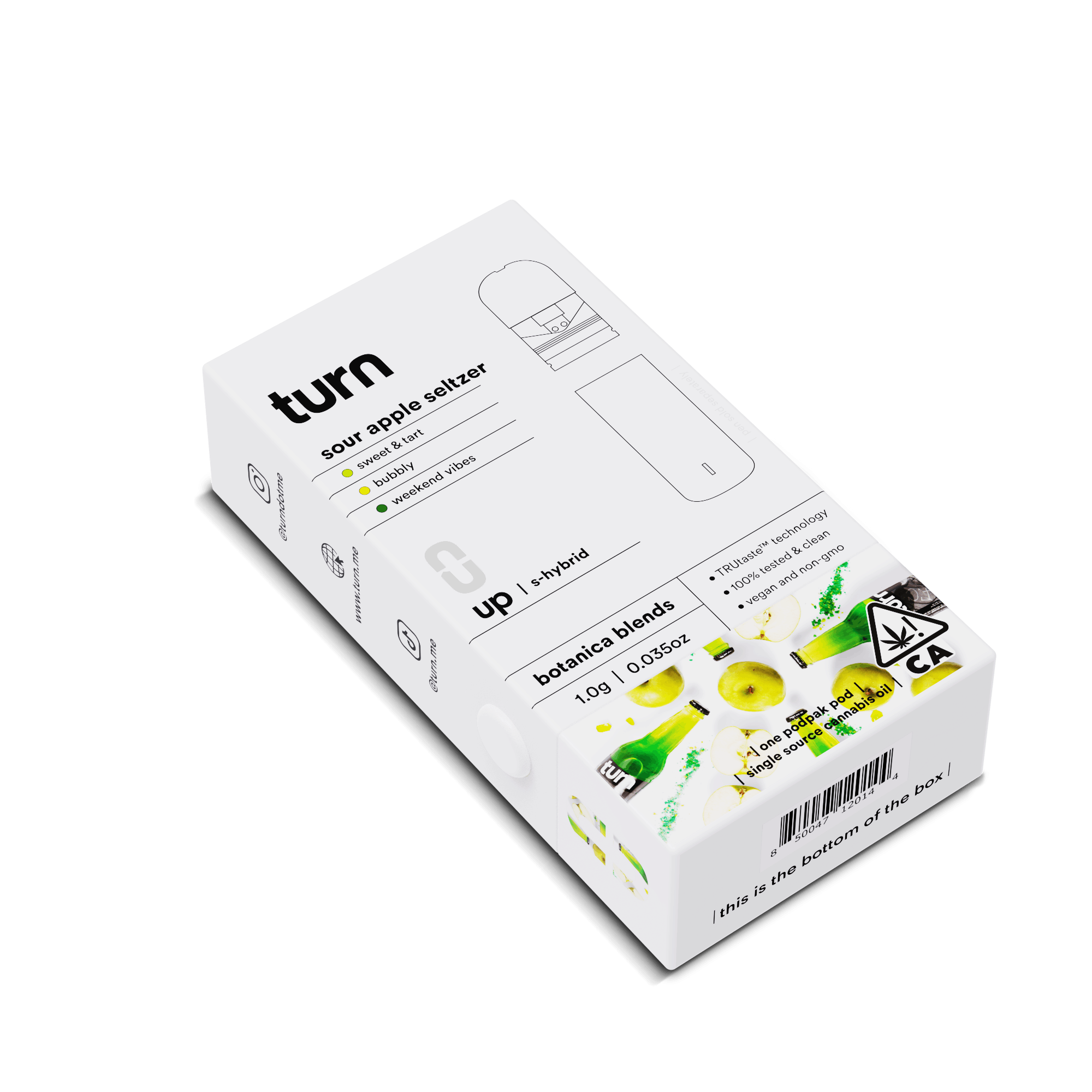 Turn Up Botanica Blends POD | 1g - Sour Apple Seltzer - Sativa Hybrid - Turn -  - $26 - Vape Carts