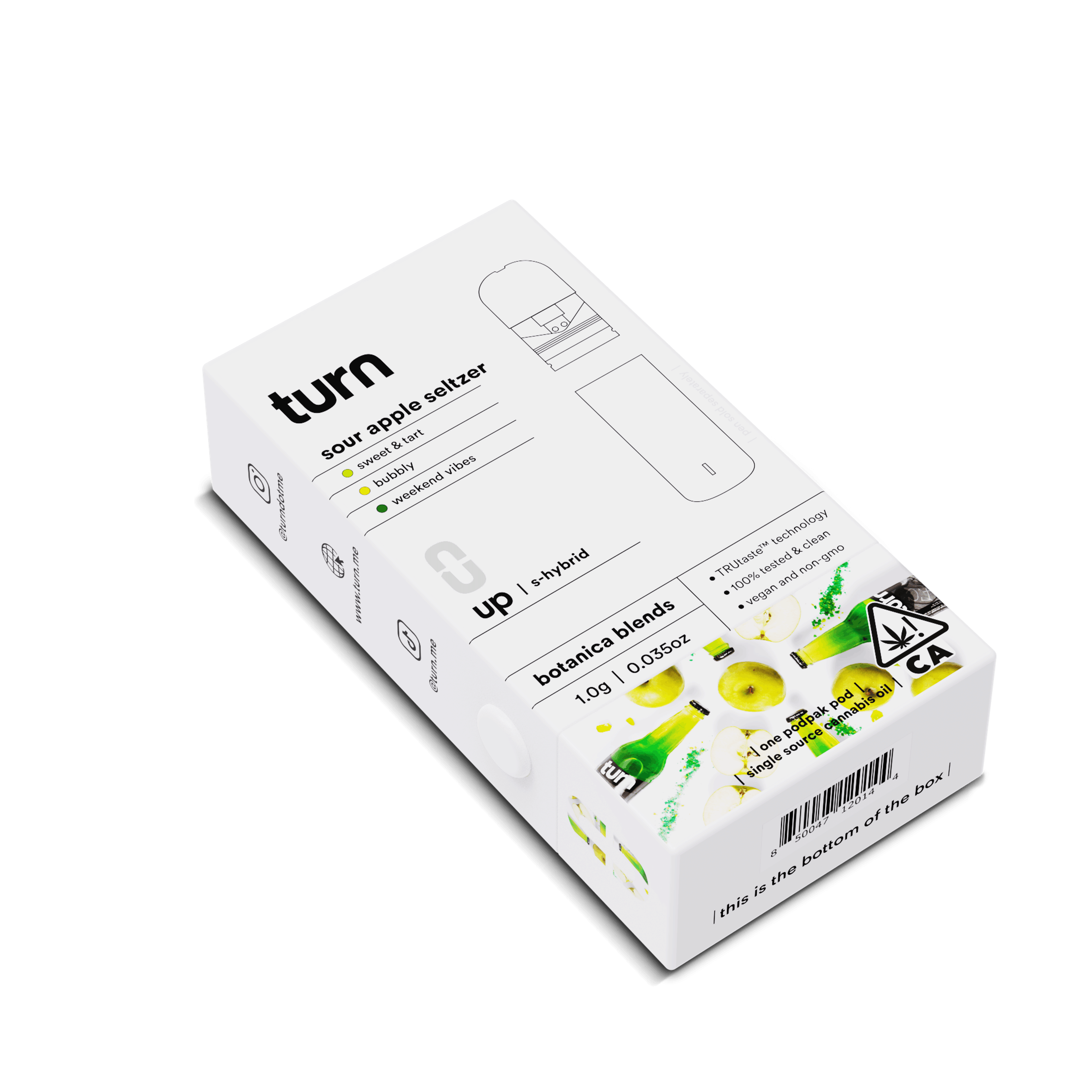 Turn Up Botanica Blends POD | 1g - Sour Apple Seltzer - Sativa Hybrid - Turn - - $26 - Vape Carts