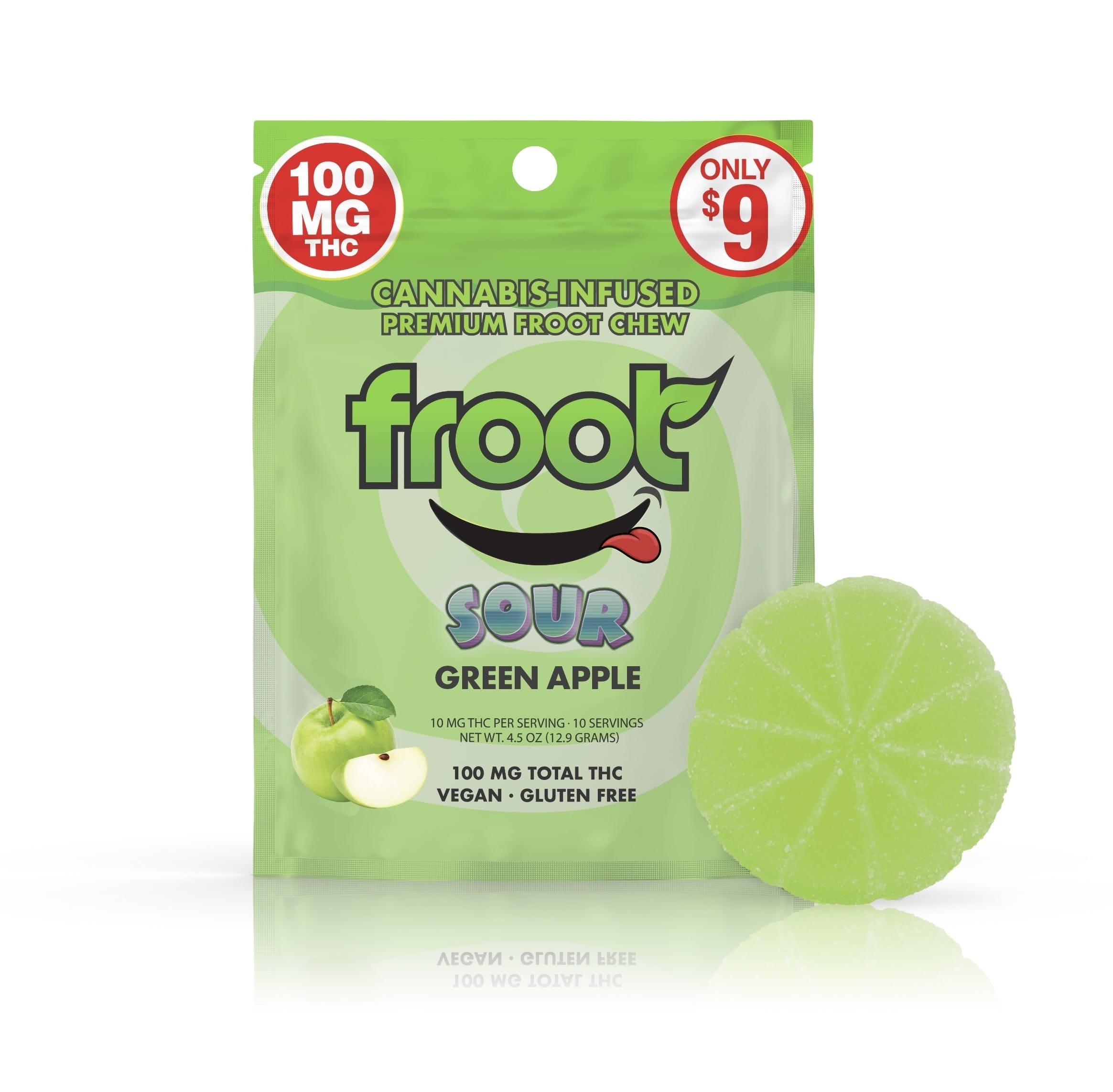 Sour Green Apple 100mg Single Gummy - Froot - 100mg Hybrid Gummy - $9 - Gummies