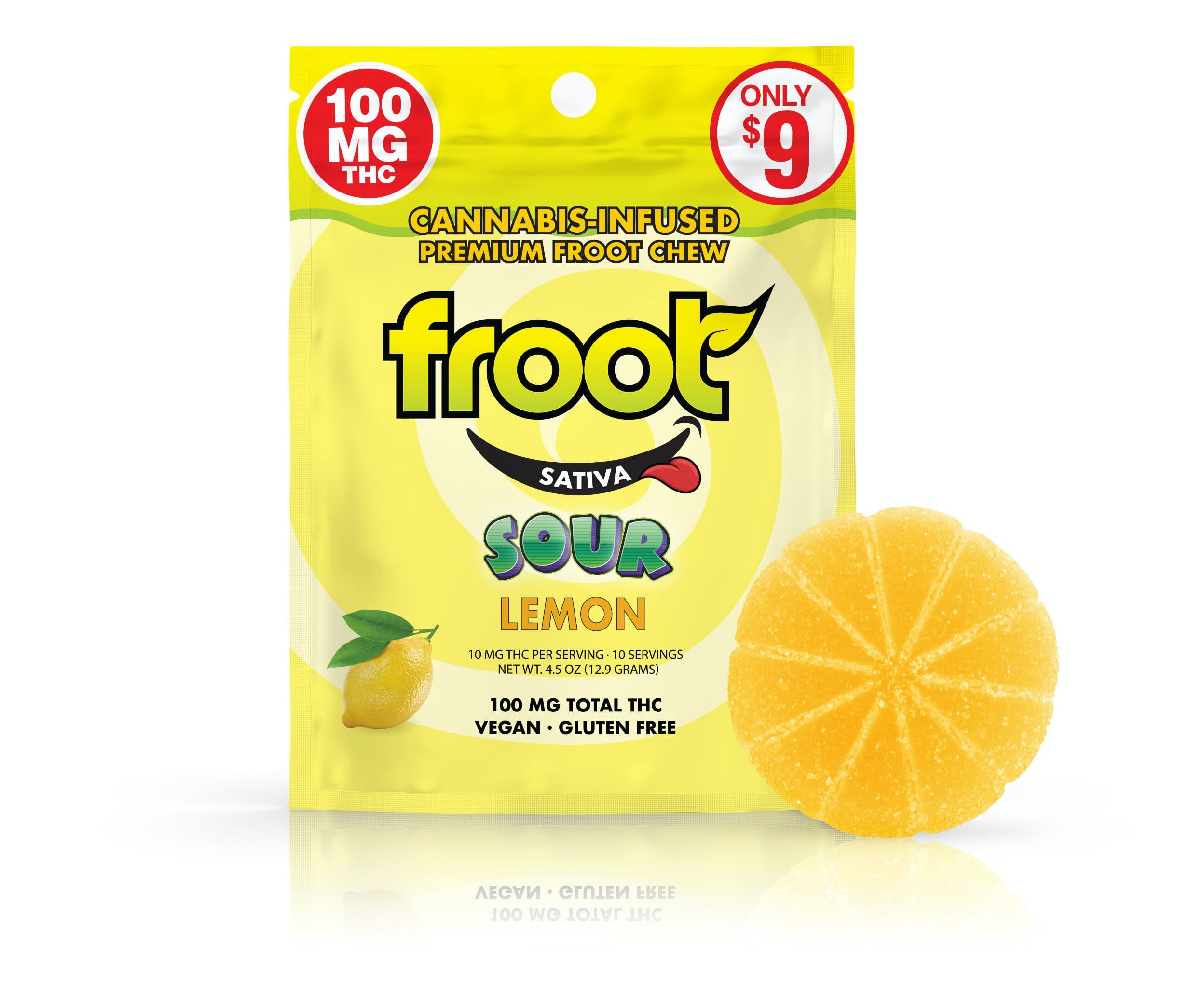 Sour Lemon 100mg Single Gummy - Froot - 100mg Sativa Gummy - $9 - Gummies