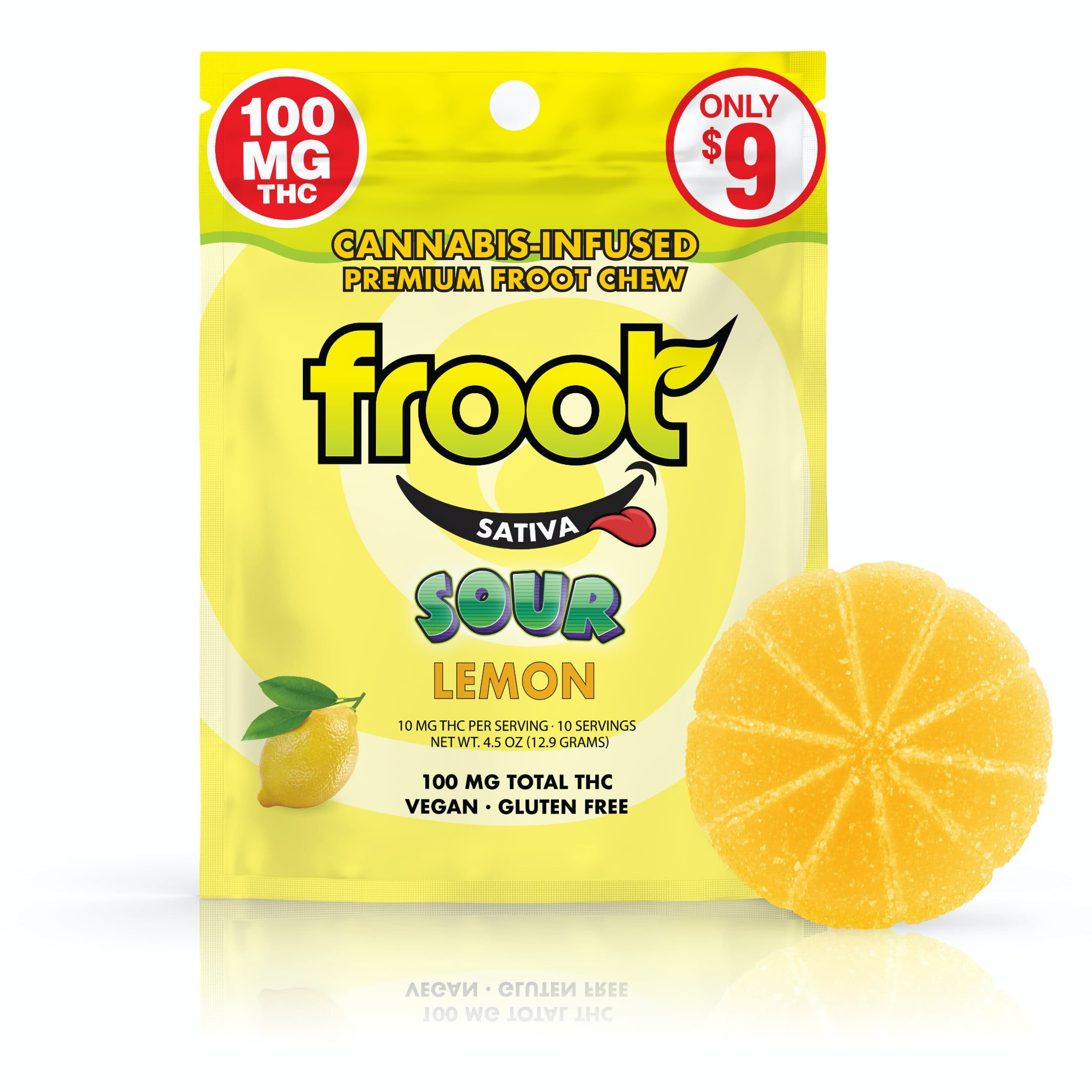Sour Lemon 100mg Single Gummy - Froot - 100mg Sativa Gummy - $9 - Gummies