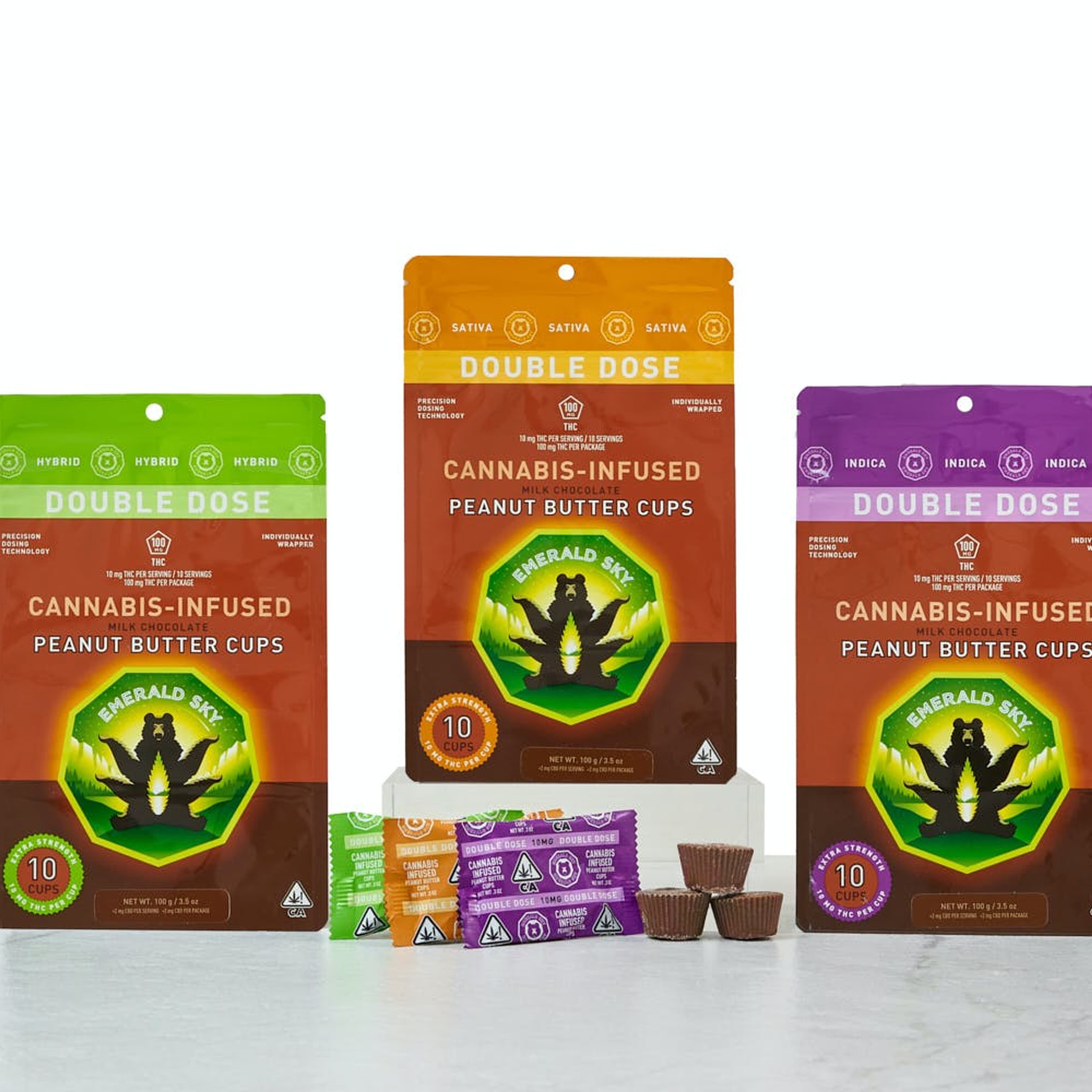 Milk Chocolate Peanut Butter Cups 100mg 10-Pack - Emerald Sky - 100mg Hybrid Milk Chocolate - $18 - Edibles