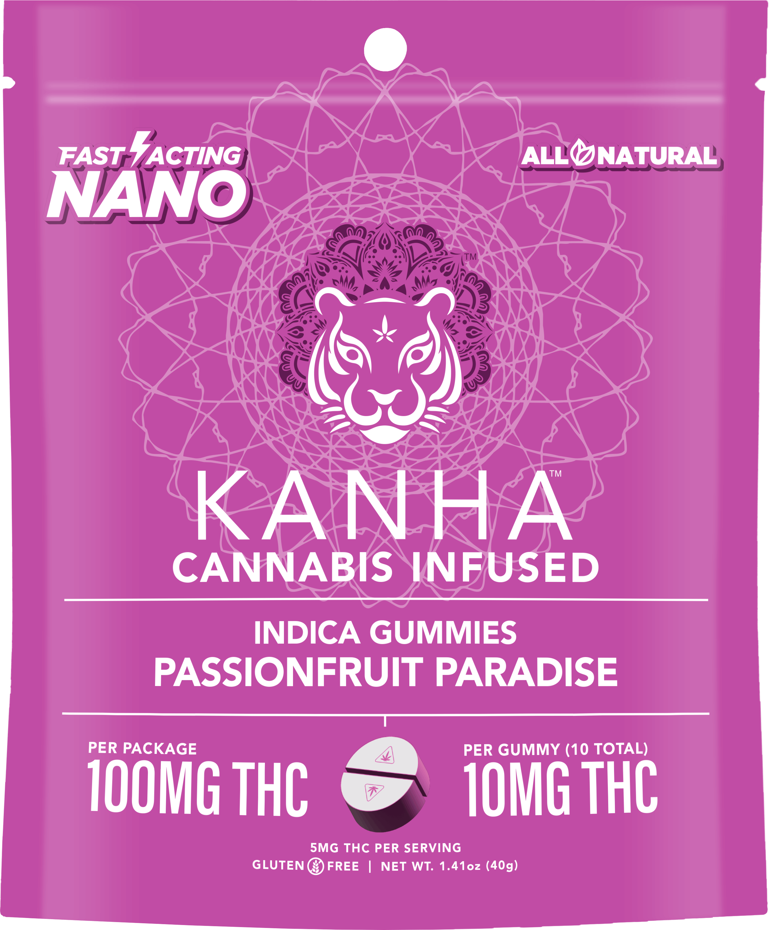 KANHA - Passionfruit Paradise Gummies - 10 x 10mg Nano THC - Kanha - Bag - $23 - Edibles