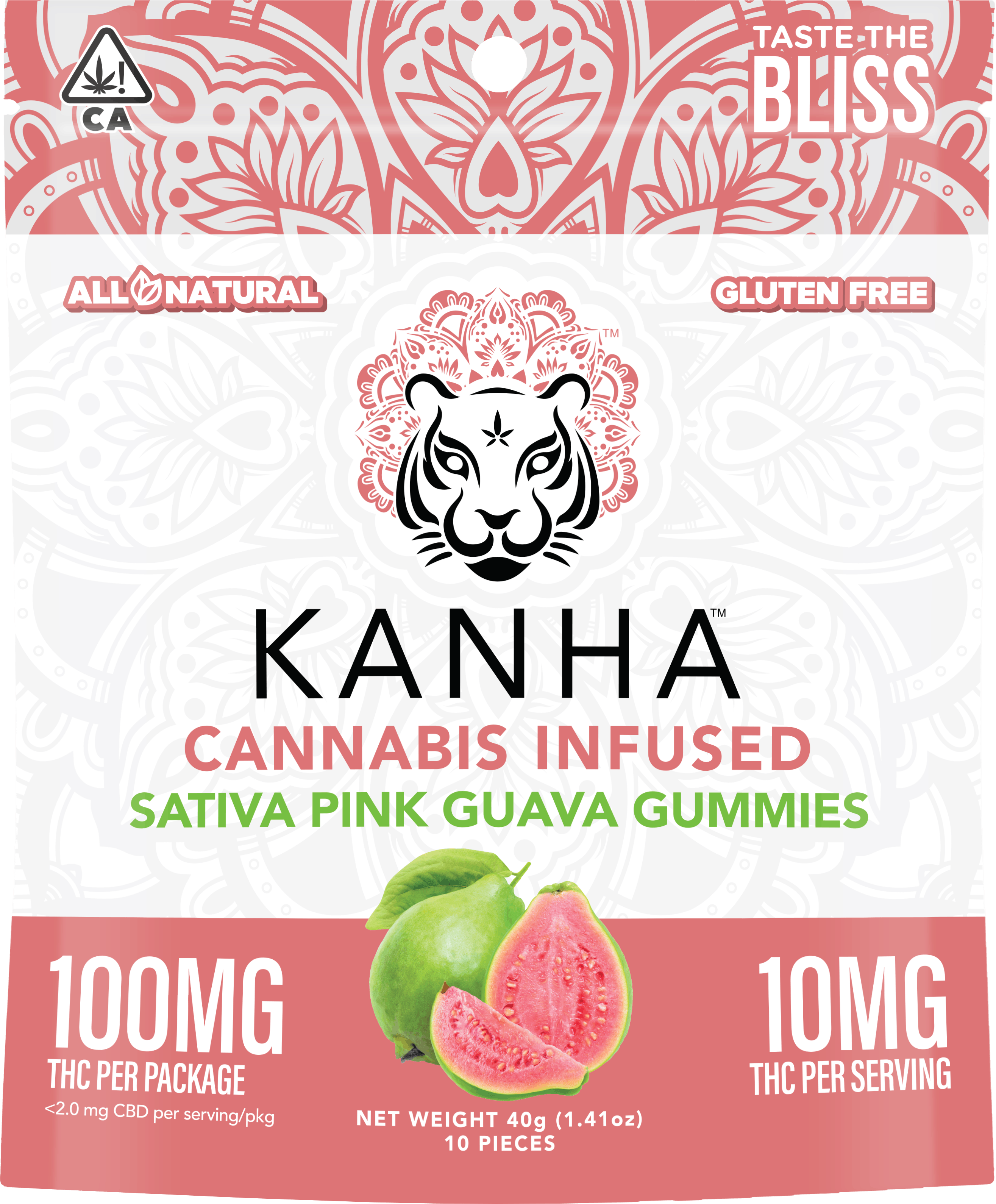 Gummies: Sativa Pink Guava - 100mg - Kanha Gummies -  - $17.50 - Edibles