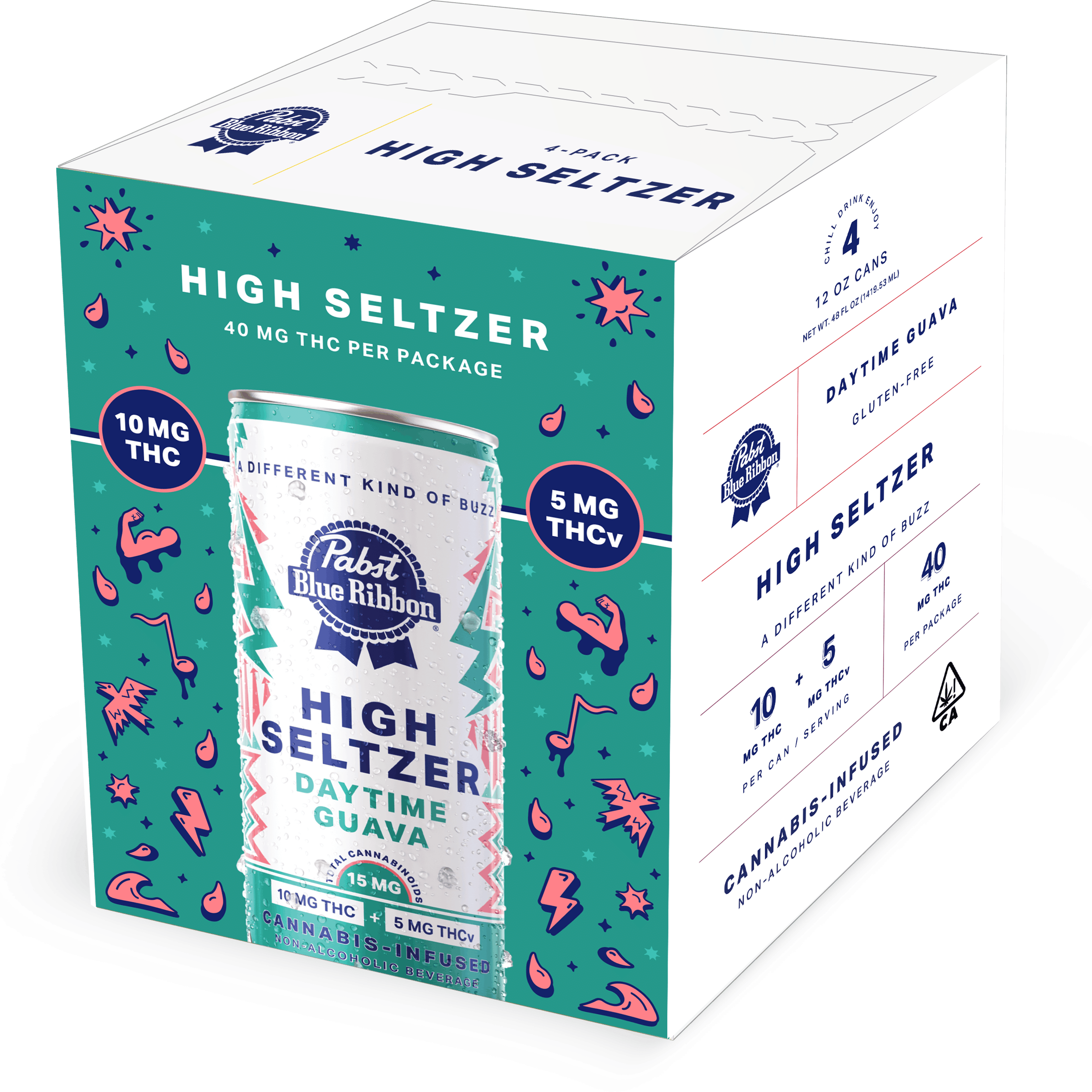 DAYTIME GUAVA 10mg THC + 5mg THCv 4pack - Pabst (PBR) - - $18 - Drinks