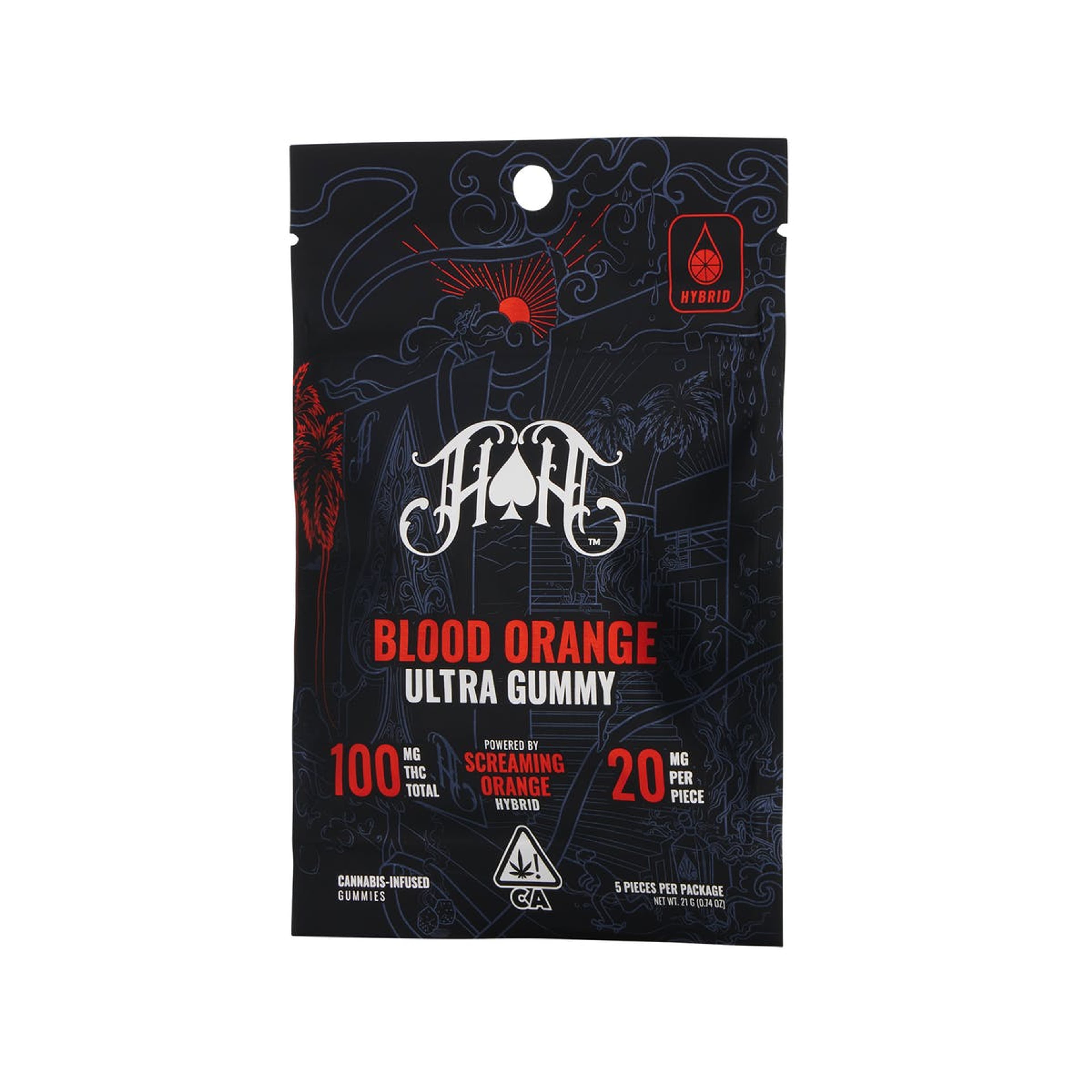 Blood Orange "Screaming Orange" THC Gummy Pack (20mg x 5) - 100mg - Heavy Hitters - - $17 - Edibles