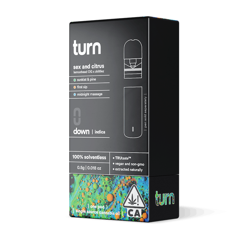 Turn Down Solventless POD | .5g - Sex and Citrus - Live Rosin - Indica - Turn -  - $36 - Vape Carts