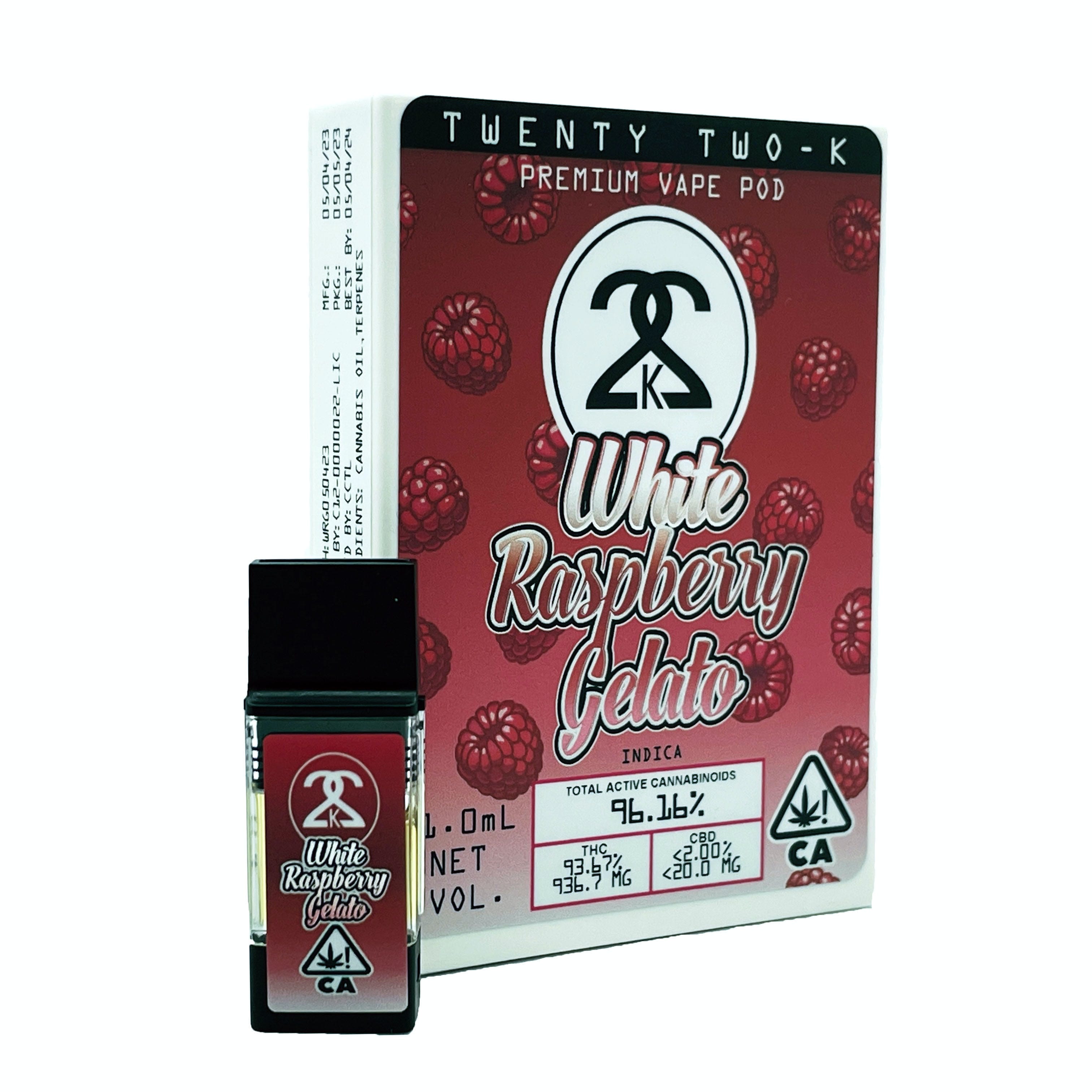 White Raspberry Gelato | Premium Vape Pod - 1g - Twenty Two K / 22k -  - $30 - Cartridges / Pods