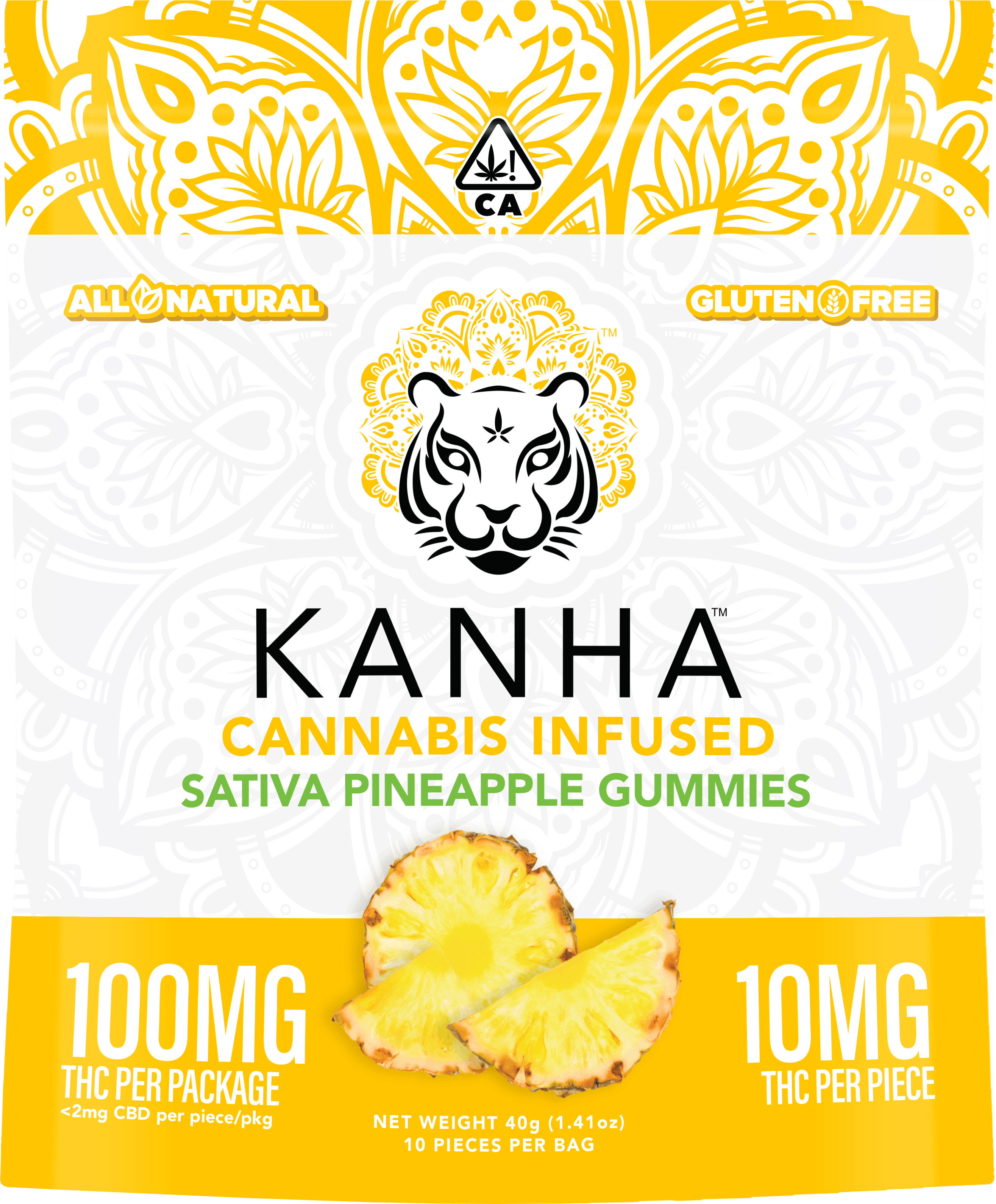 KANHA - Pineapple Gummies (S) - 10 x 10mg THC - Kanha - Bag - $18 - Edibles