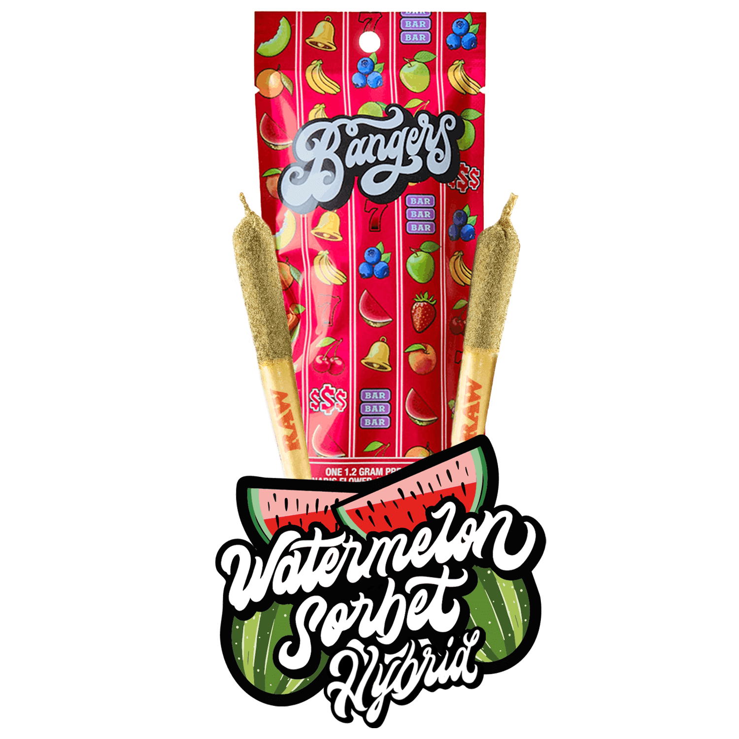 Watermelon Sorbet - (2) .6 gram Pre rolls - Bangers -  - $9.75 - Pre-Rolls