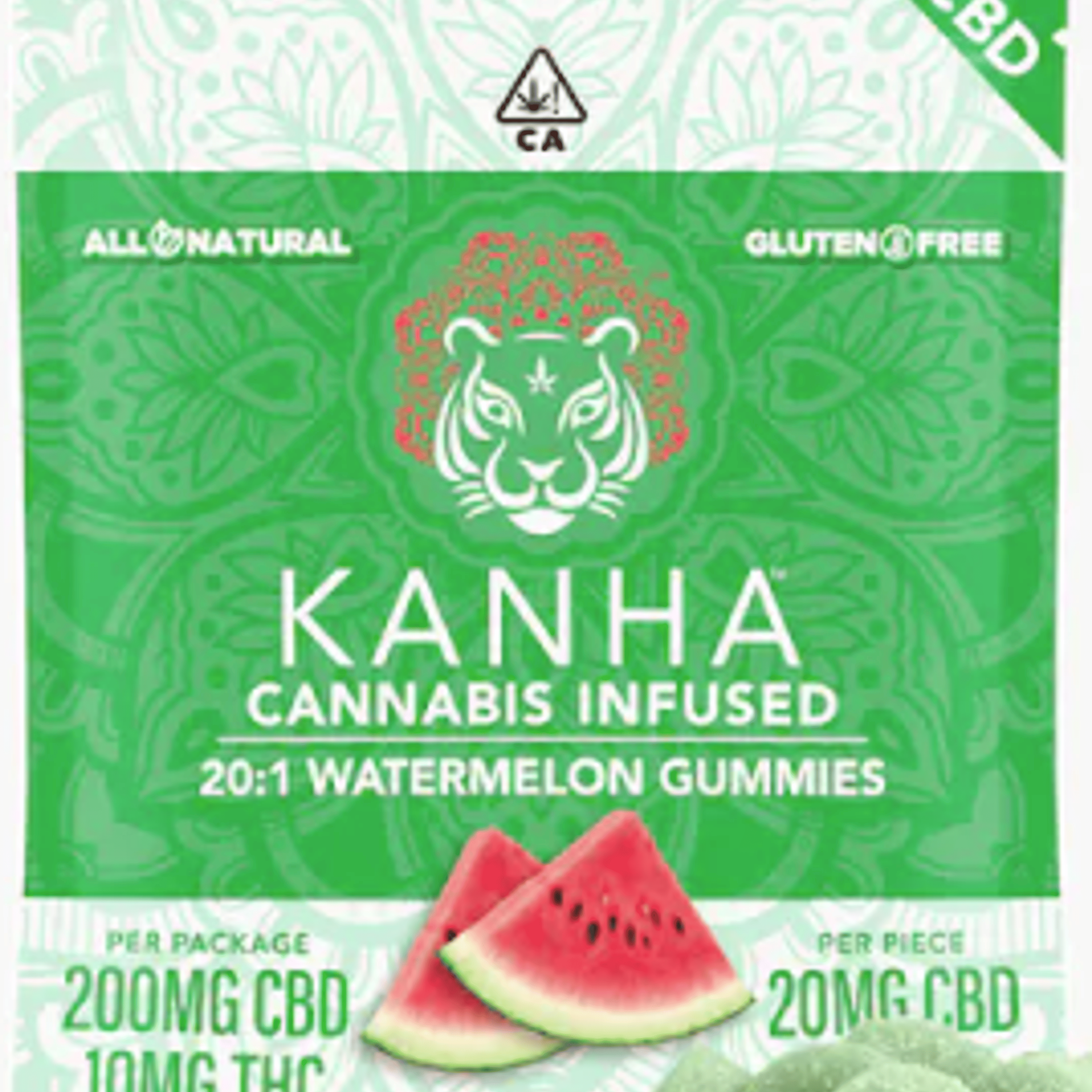 Watermelon 20:1 Gummies CBD - 200mg - Kanha - - $14.85 - Edibles