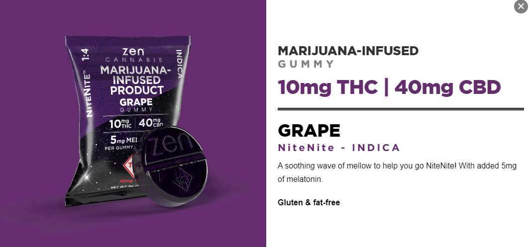 Nite Nite 1:4 Gummie - Zen -  - $12 - Edible