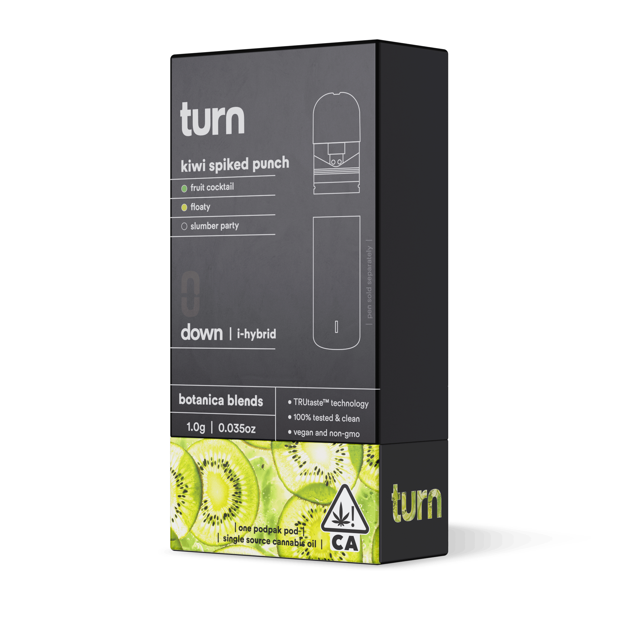 Turn Down Botanica Blends POD | 1g - Kiwi Spiked Punch - Indica Hybrid - Turn -  - $26 - Vape Carts