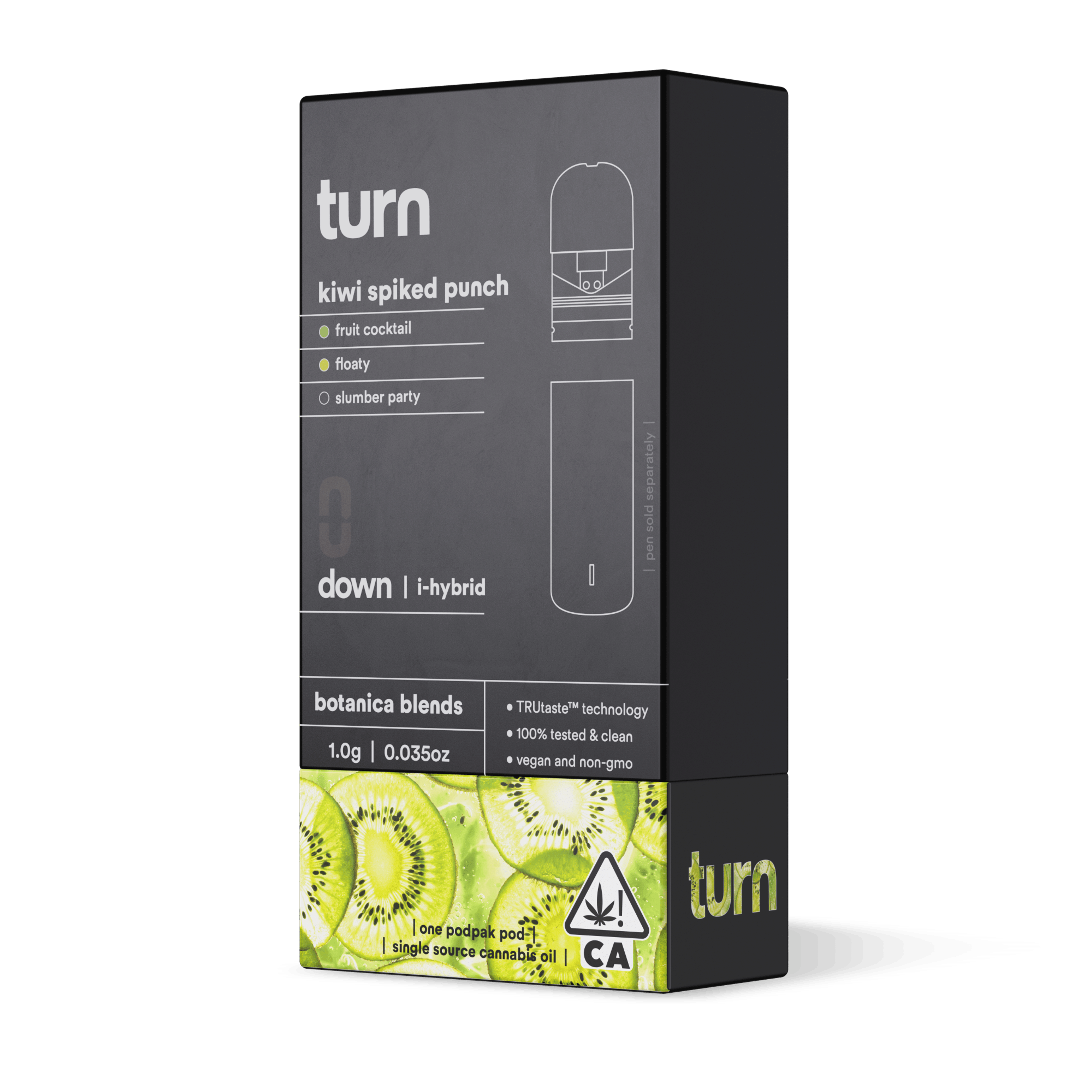 Turn Down Botanica Blends POD | 1g - Kiwi Spiked Punch - Indica Hybrid - Turn - - $26 - Vape Carts