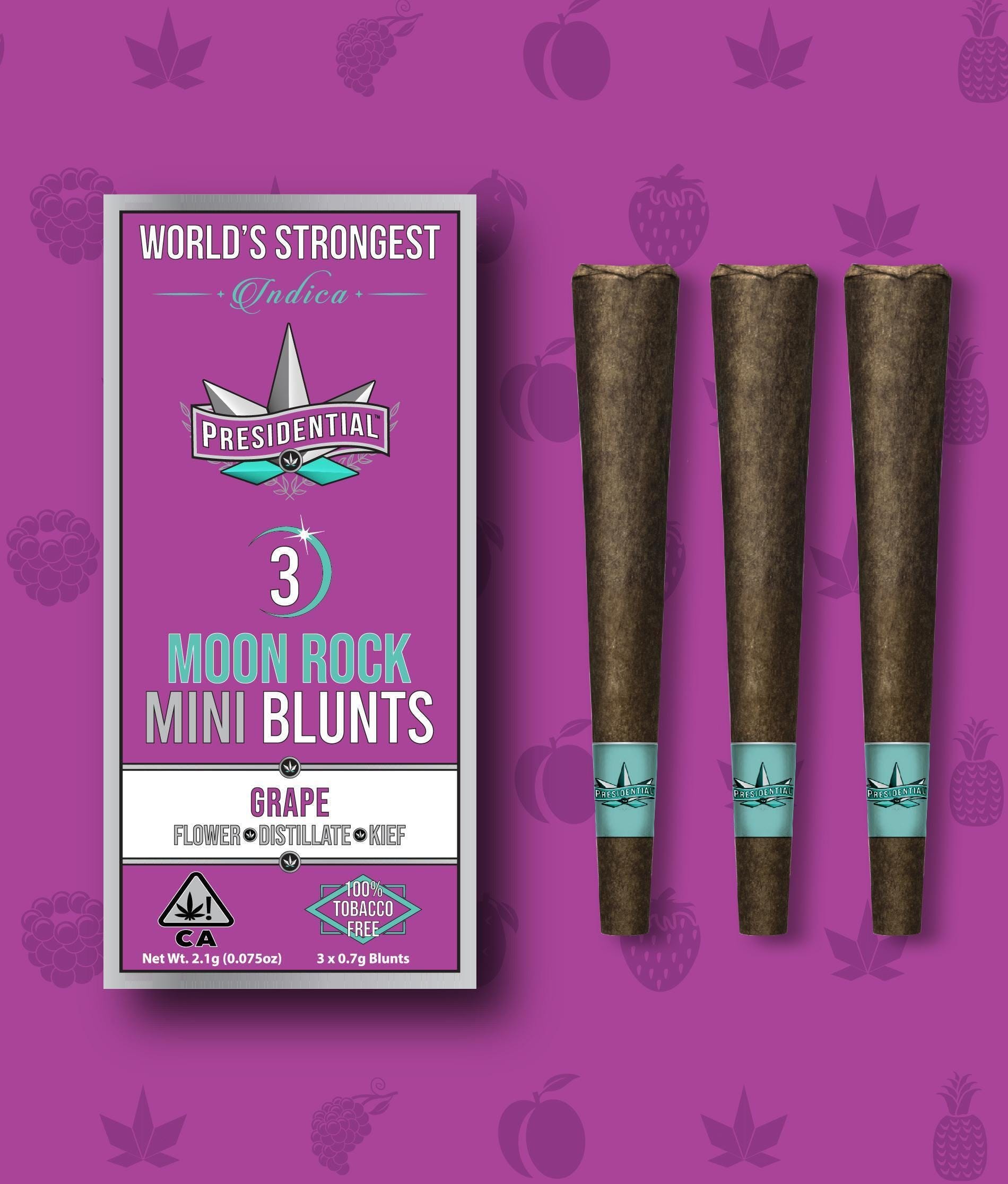Presidential Mini Blunts | .7gx3pk - Grape - Moon Rock Infused - Indica - Presidential -  - $26 - Pre-Rolls