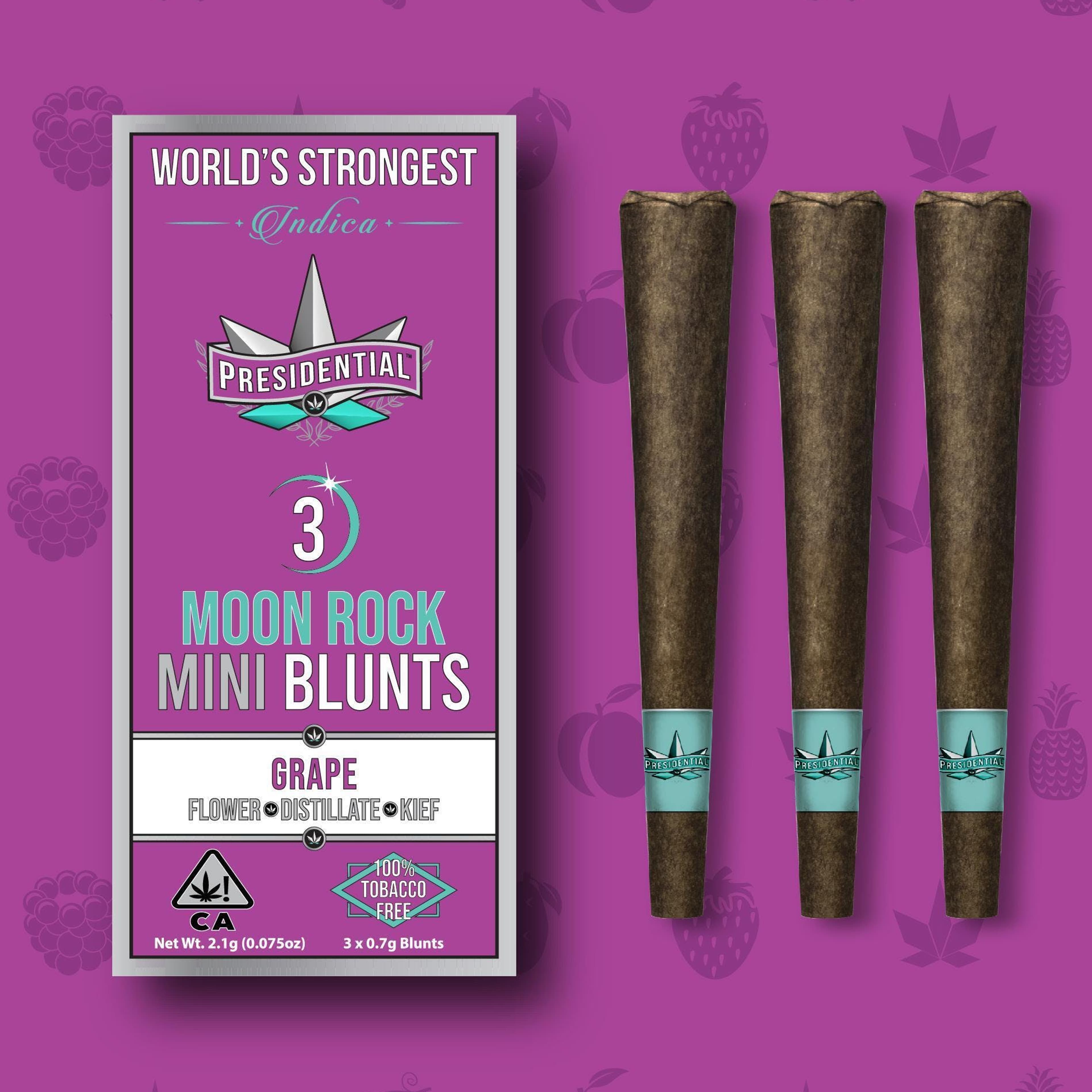 Presidential Mini Blunts | .7gx3pk - Grape - Moon Rock Infused - Indica - Presidential - - $26 - Pre-Rolls