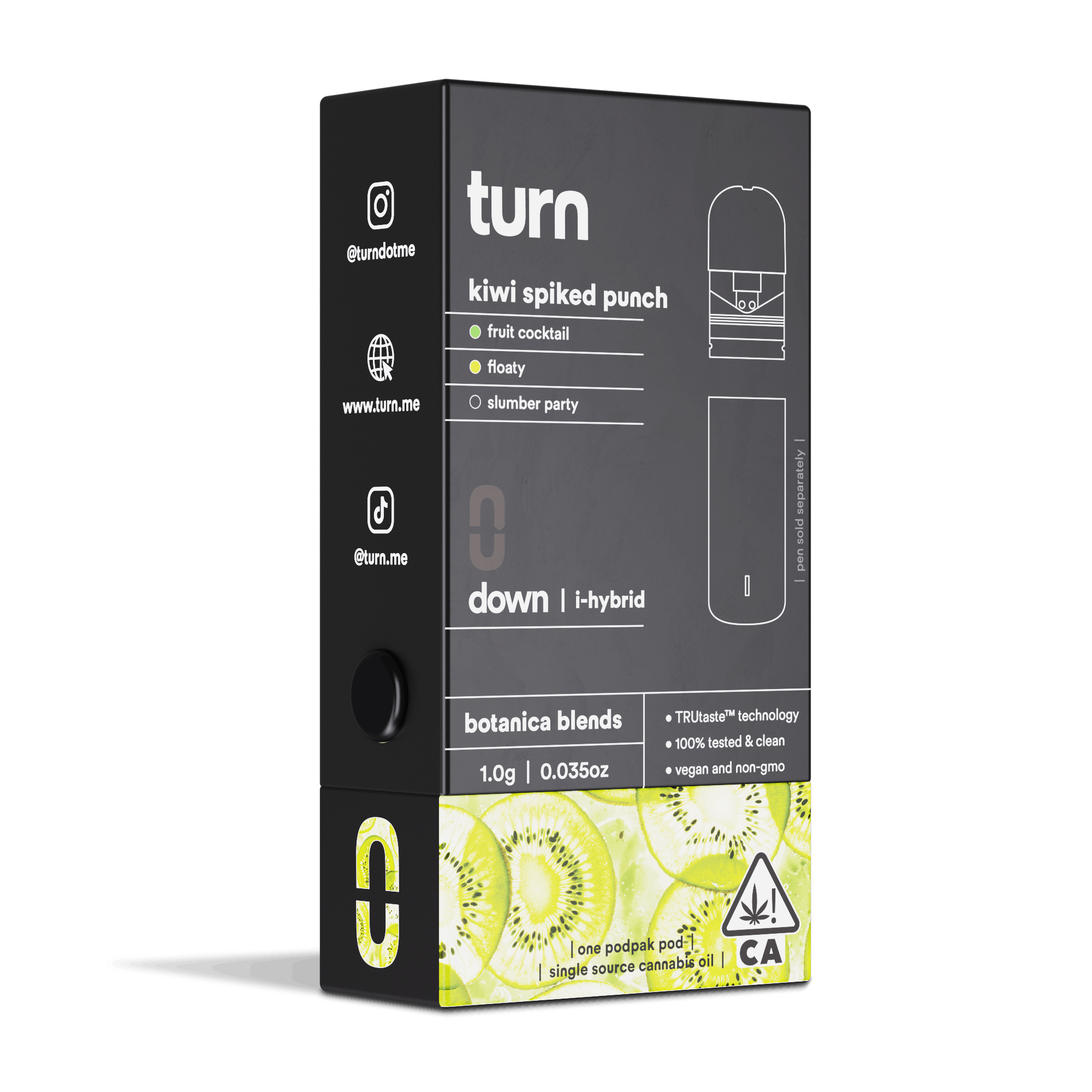 Turn Down Botanica Blends POD | 1g - Kiwi Spiked Punch - Indica Hybrid - Turn -  - $26 - Vape Carts